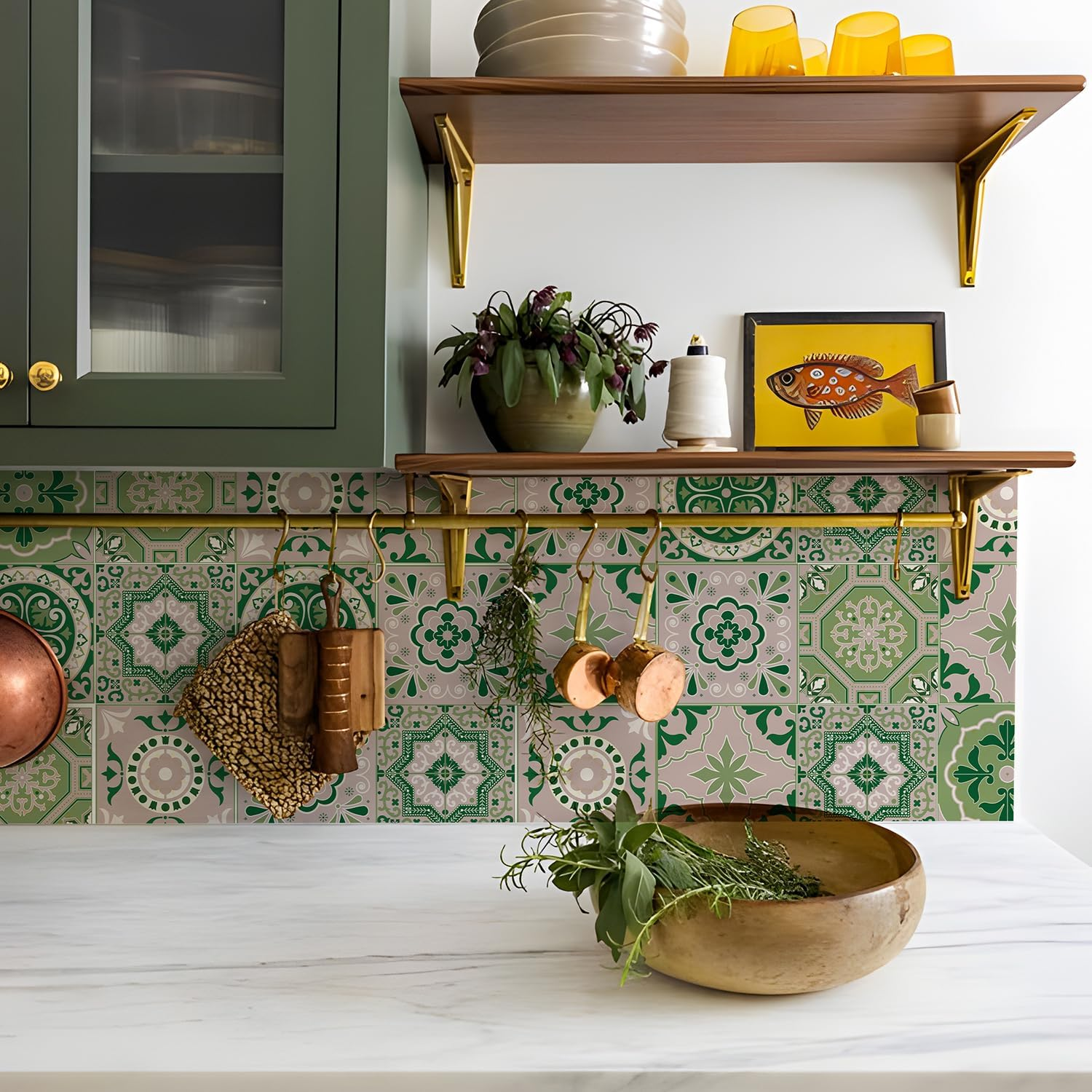 Alwayspon Orange Tile Stickers Self Adhesive Wall Tile Stickers Splash Guard Vinyl Stickers Set of 10 20X20Cm