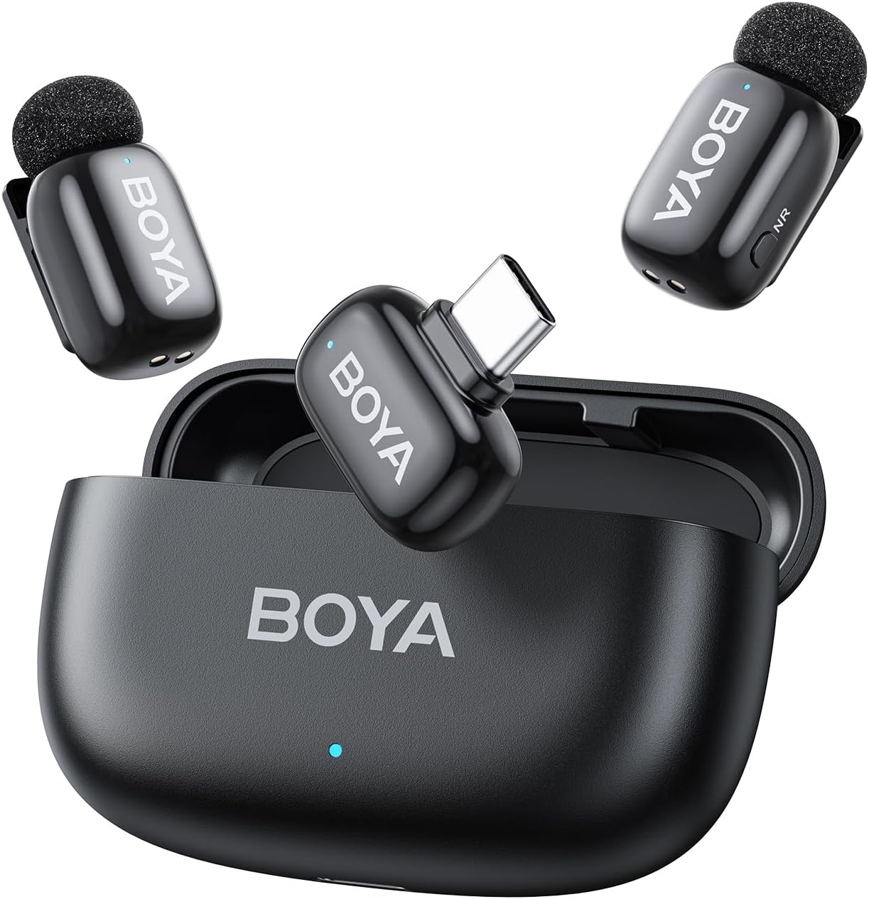 BOYA Mini Wireless Lavalier Microphone for USB-C Iphone 15/16 Android Smartphone/Tablet with Type-C Input, AI Voice Change, Noise Reduce, 30H Battery Life&Charge Case for Youtube Podcast Vlog Tiktok image number 1