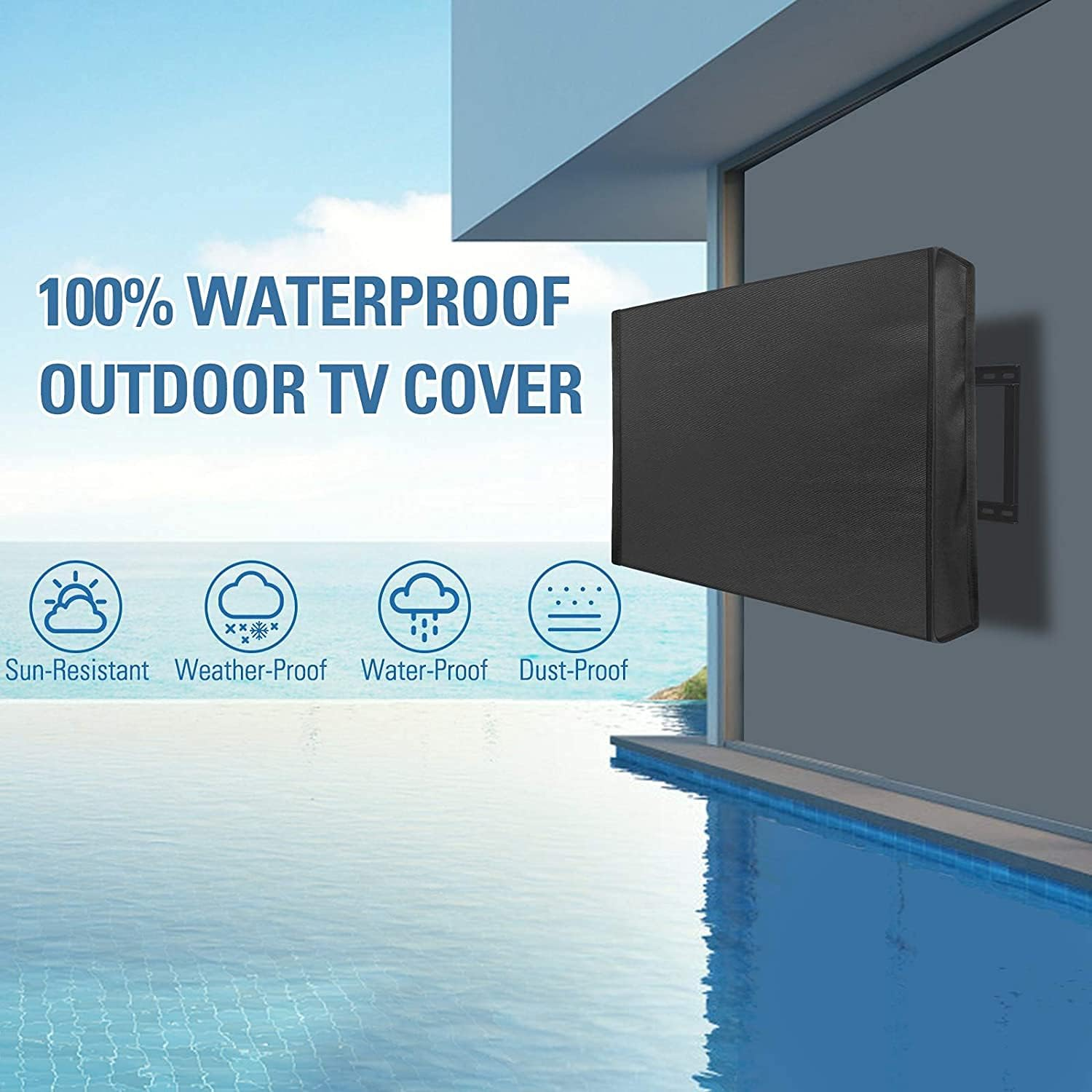 Outdoor TV Cover with Clear Front COOSOO Television Cover Waterproof Universal Protector for LCD LED Plasma Television Sets with Remote Control Pocket Compatible with Standard Mounts Stands (46-48") image number 1