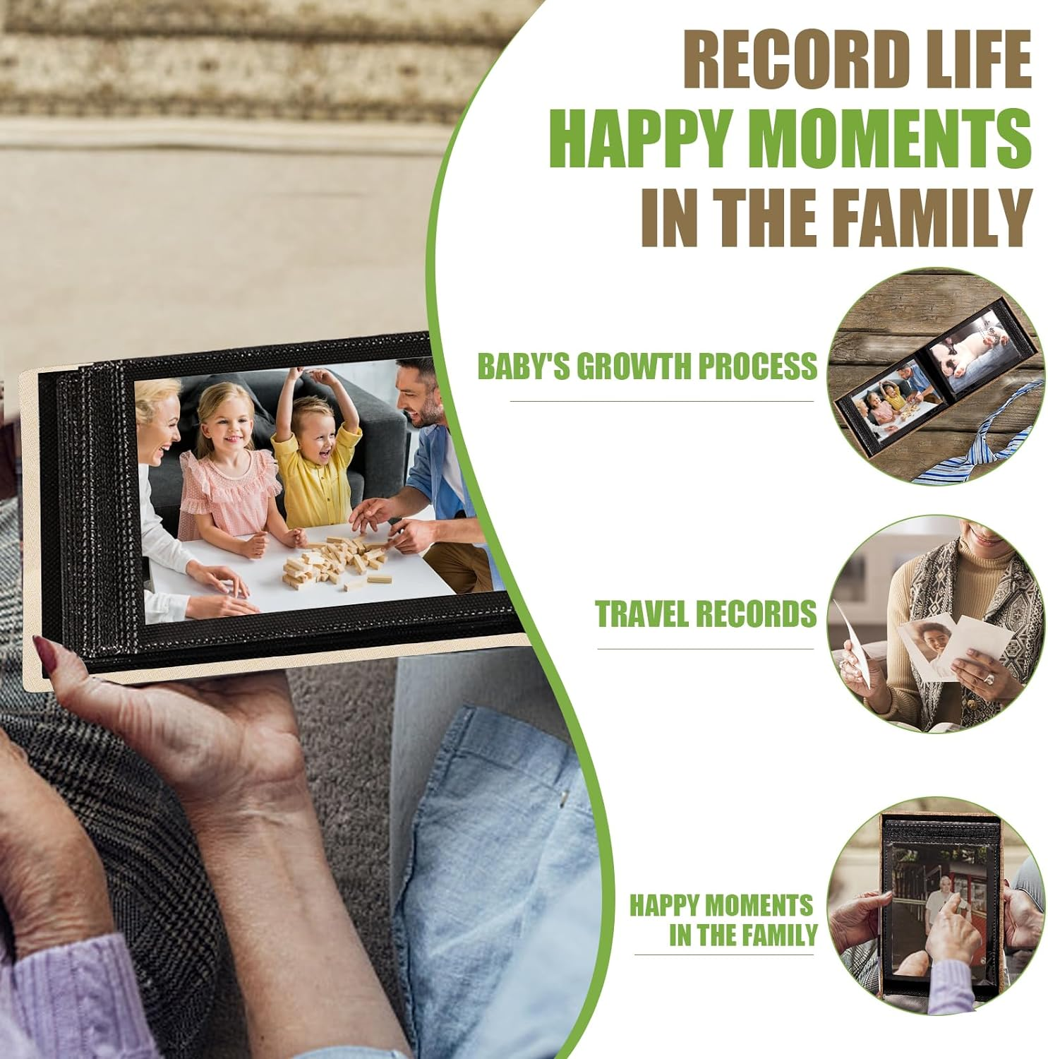 Powerful Photo Album 4X6 100 Pockets Linen Cover Small Picture Album Book for Wedding Family Baby Anniversary (Beige) - Grey image number 4