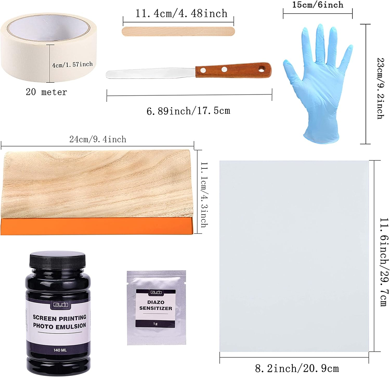 Caydo 46-Piece Screen Printing Kit with 4 Color Ink, 2 Size Frames and LED UV Exposure Lamp