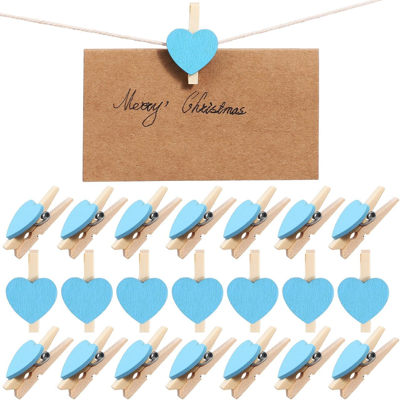 Kisangel Love Clips Mini Wooden Photo Holders Red Heart Small Craft Pegs 1.2 Inch for Home Decoration Fixation