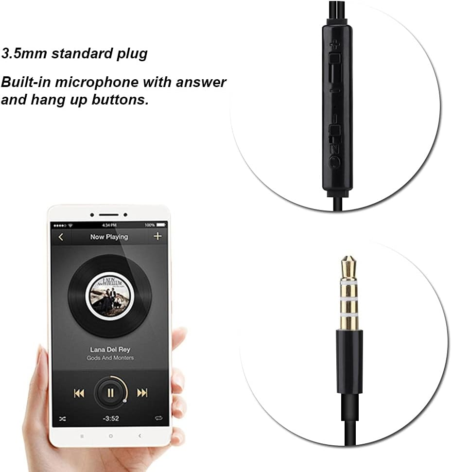 Air Acoustic Tube Earphones with Microphone, High-Quality Sound, Reduces Radiation, Compatible with Smartphones, Transparent Air Tube Design, Silicone Earplugs (Black) image number 6
