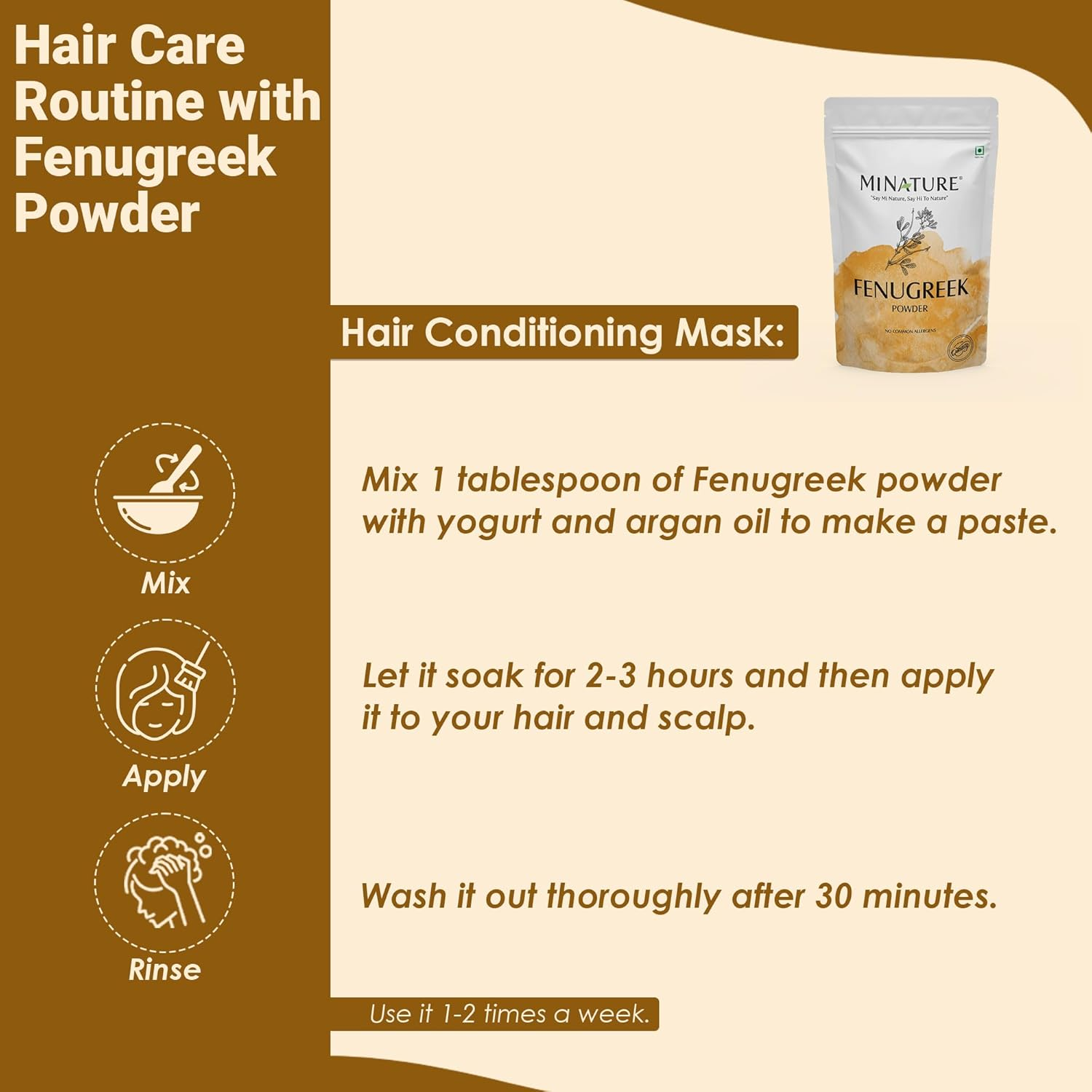 Orgnanic Fenugreek Powder(Trigonella Foenum) by Mi Nature|Methi Powder |Pure & Natural Free from Chemical | Used for Your Hair & Health Care | Digestion |100G(4 Oz) image number 4