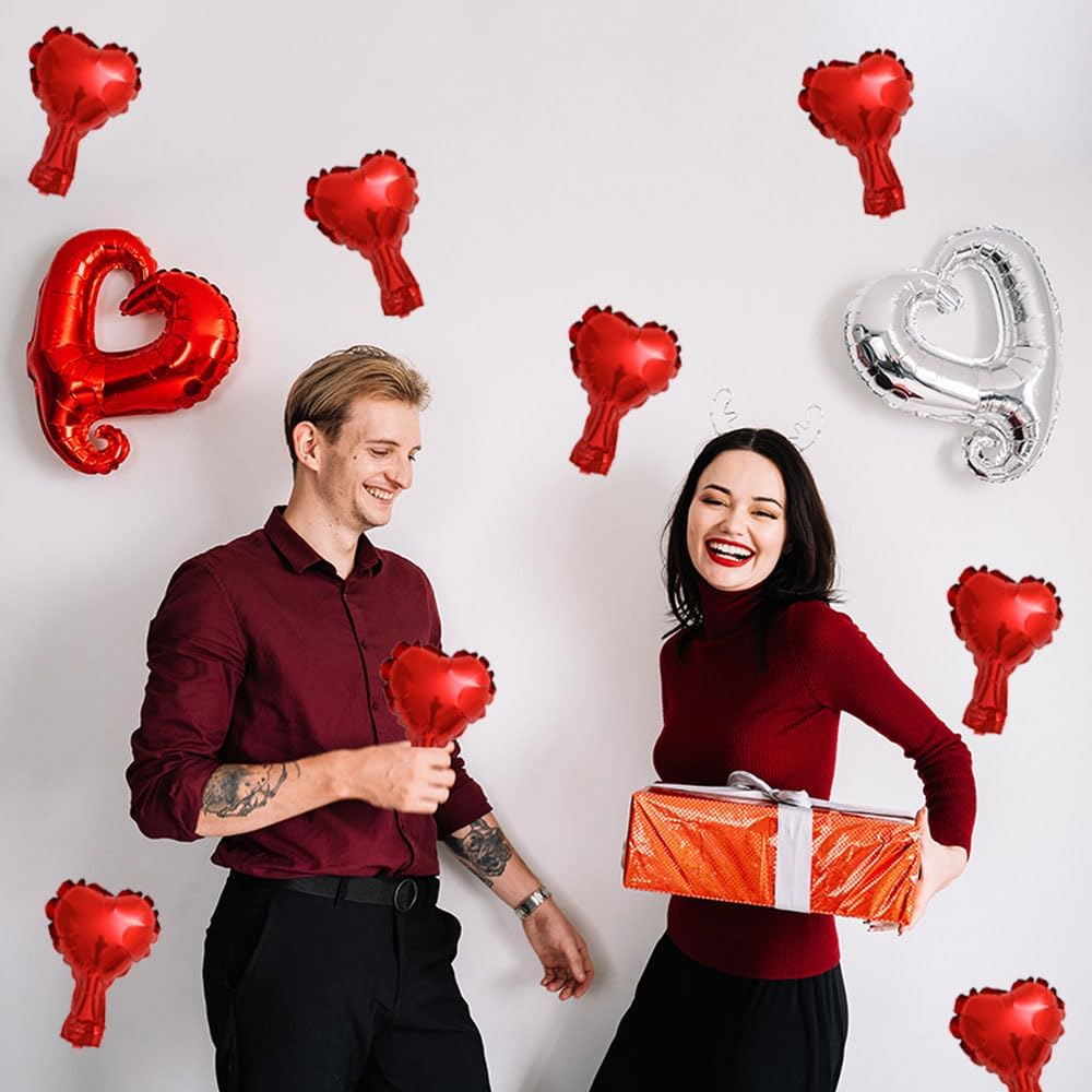 100Pcs Red Heart Foil Balloons, 5Inch Mini Red Heart Mylar Balloons for Wedding Birthday Valentine'S Day Proposal Party Decoration image number 5