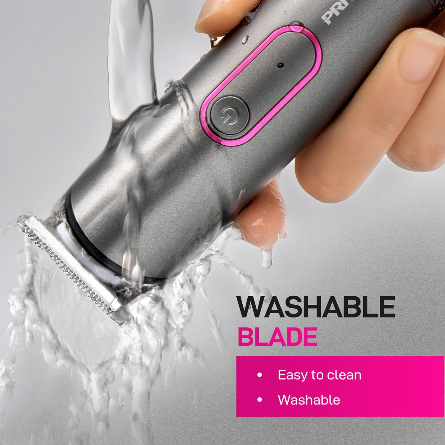 PRITECH Hair Trimmer for Women, Waterproof Bikini Trimmer for Wet & Dry Use, Rechargeable Pubic Hair Trimmer, Electric Razor & Shaver with Standing Recharge Dock, Aurora Gray image number 2