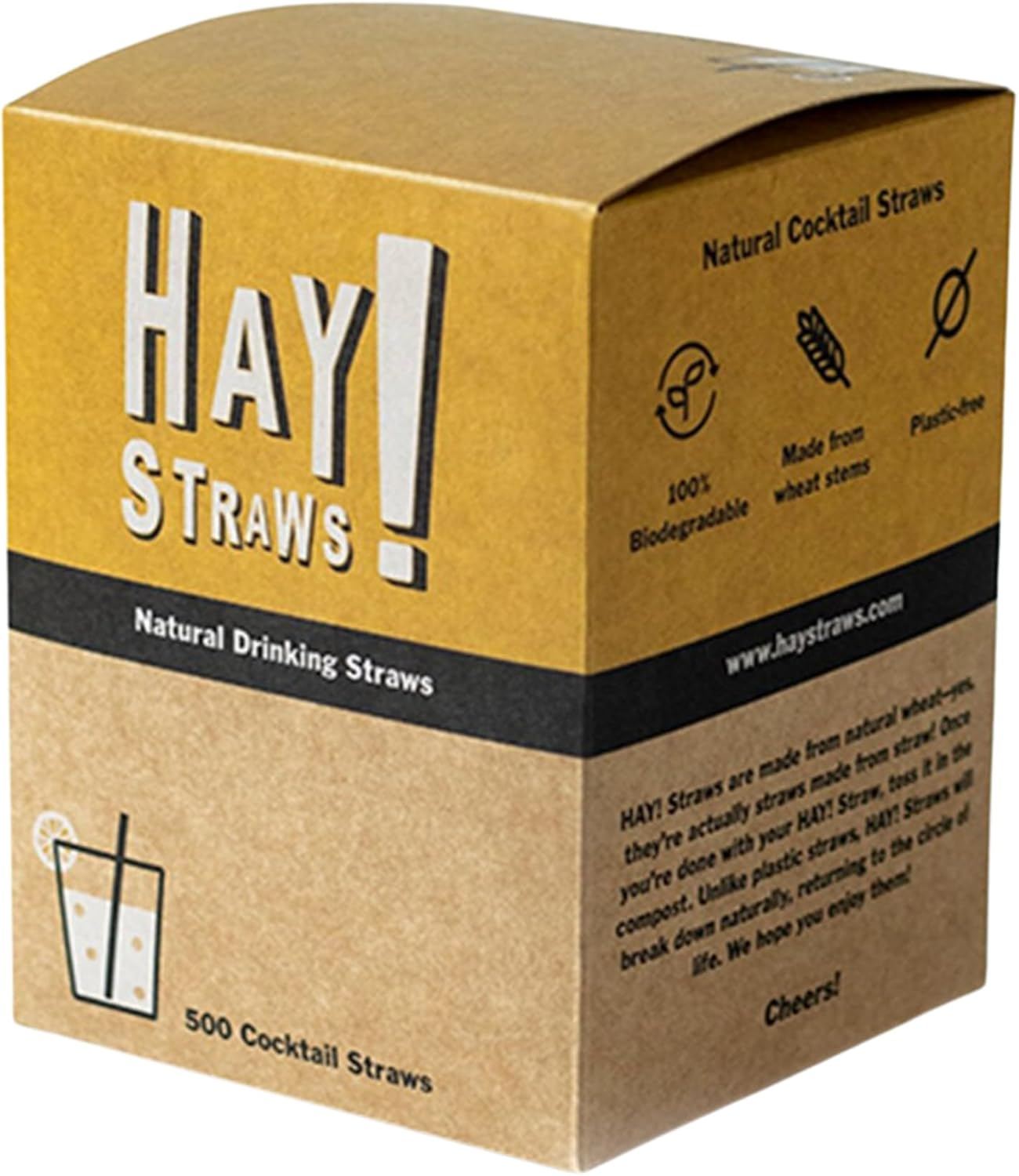 HAY! Straws Cocktail Straw | 100Ct | 5" | 100% Biodegradable, 100% Plant-Based, Never Soggy, Gluten-Free | Sustainable Alternative to Plastic & Bioplastic Straws image number 6