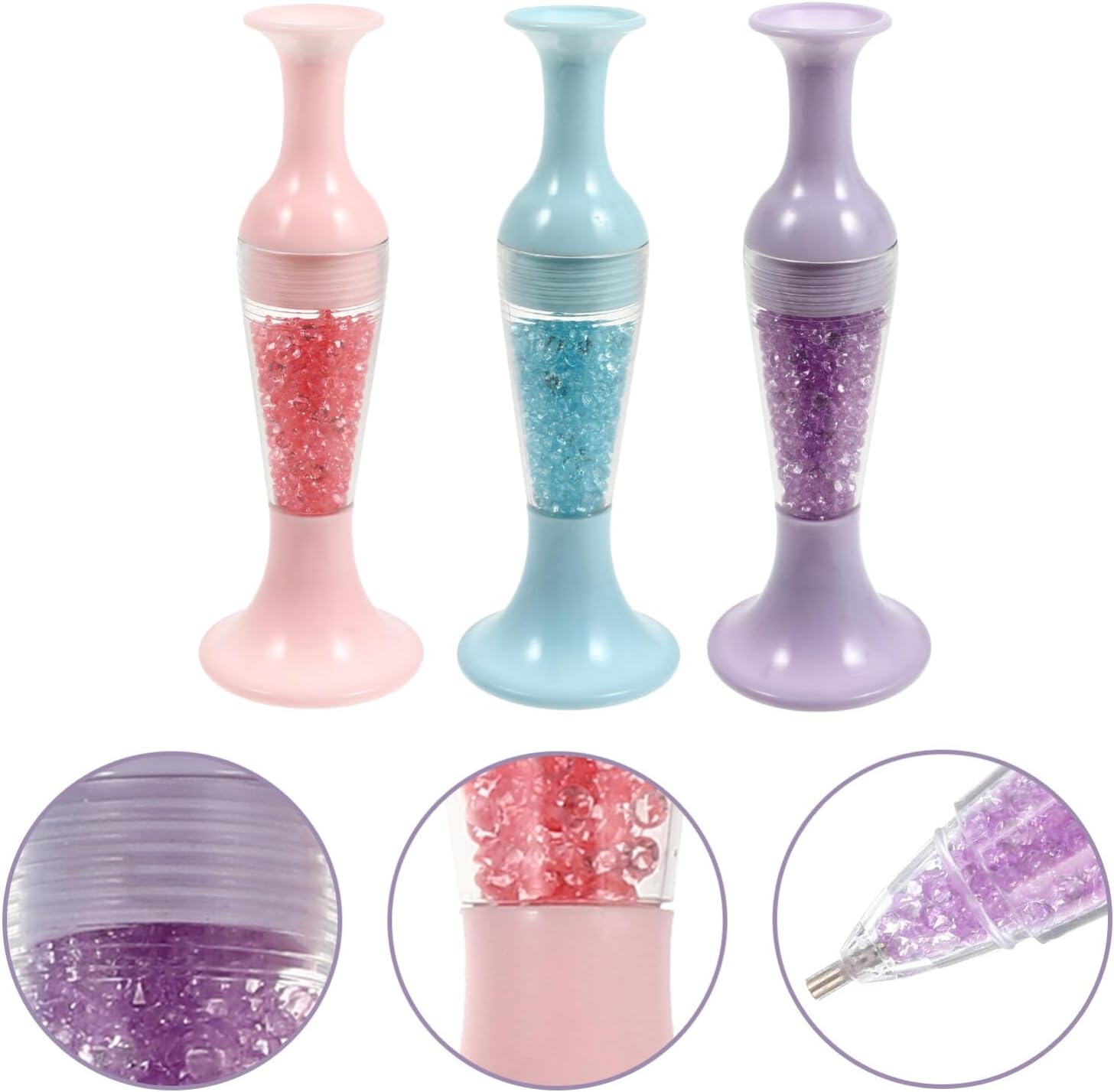 NUOBESTY 3Pcs Vase Shape Drill Pen Flower Pot Shaped Standable Ergonomic Nail Point Pen Diamond Picture Tools Diamond Art Accessories image number 4