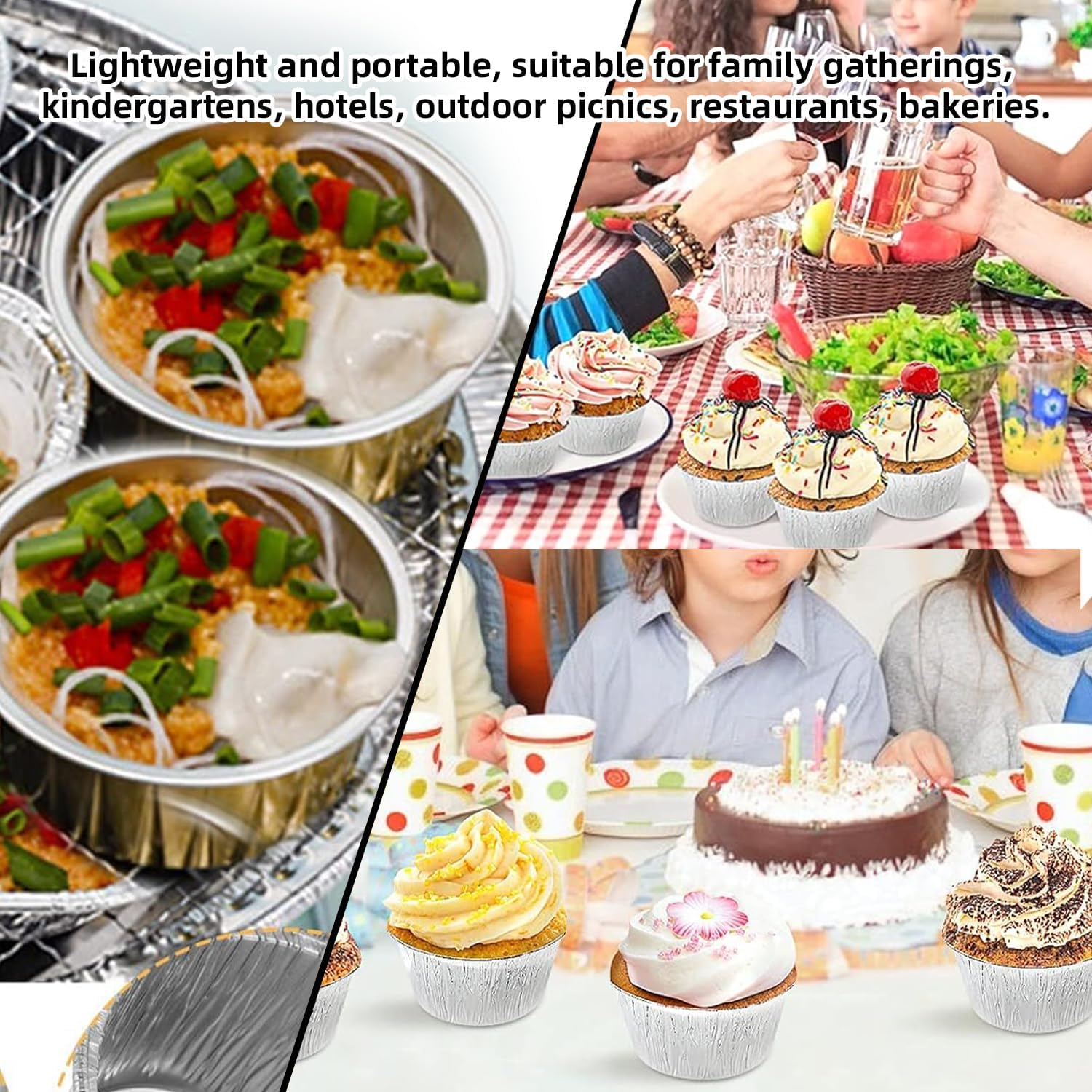 Lyfengdeam 100Pcs Cupcake Baking Cups Aluminium Foil Muffin Cups Pudding Molds Egg Tart Baking Cups Dessert Containers 3In