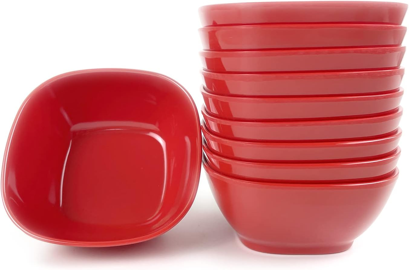 EWEIGEER 4.4-Inch Melamine Dessert Bowl Kids Plastic Bowls,Small Bowl for Ice Cream Snacks Rice Salad Soup Cereal.Set of 10(Multicolor)
