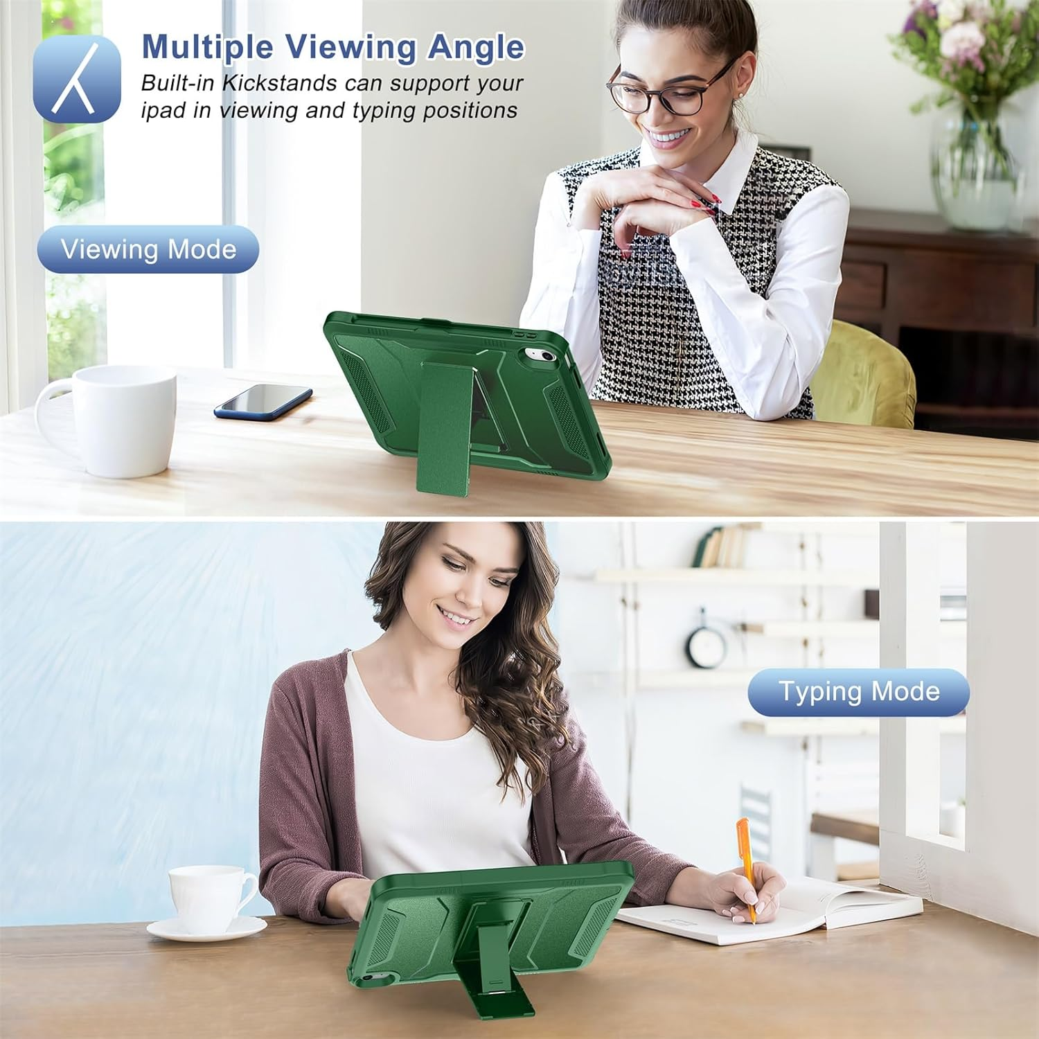 Soke Case for Ipad (A16) 11Th Generation 11-Inch 2025, Ipad 10Th Generation 10.9-Inch 2022, with Built-In Screen Protector and Kickstand, Rugged Full Body Protective Cover - Alpine Green image number 5