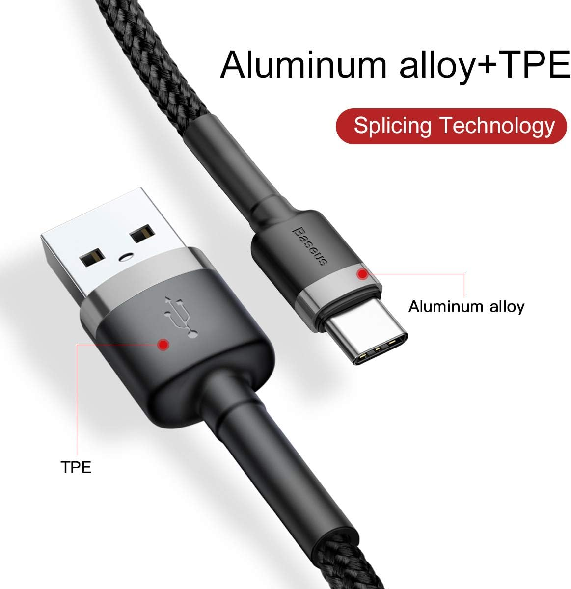 Baseus 6953156278233 Baseus Cafule Type-C Cable 200Cm Grey/Black image number 3