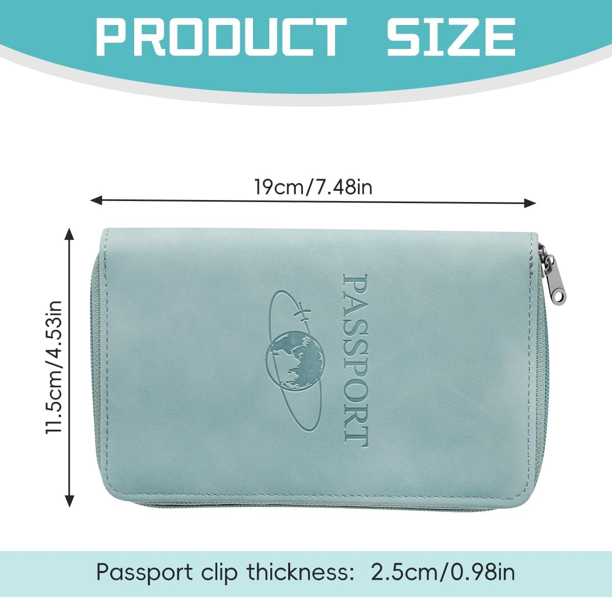 Lotsdonxia Slim PU Leather Passport Holder &ndash; Compact Travel Wallet, RFID Document Organiser with Card Slots, Holiday or Business Essential for Men and Women, Blue, 11.5X19X2.5Cm, Modern image number 3