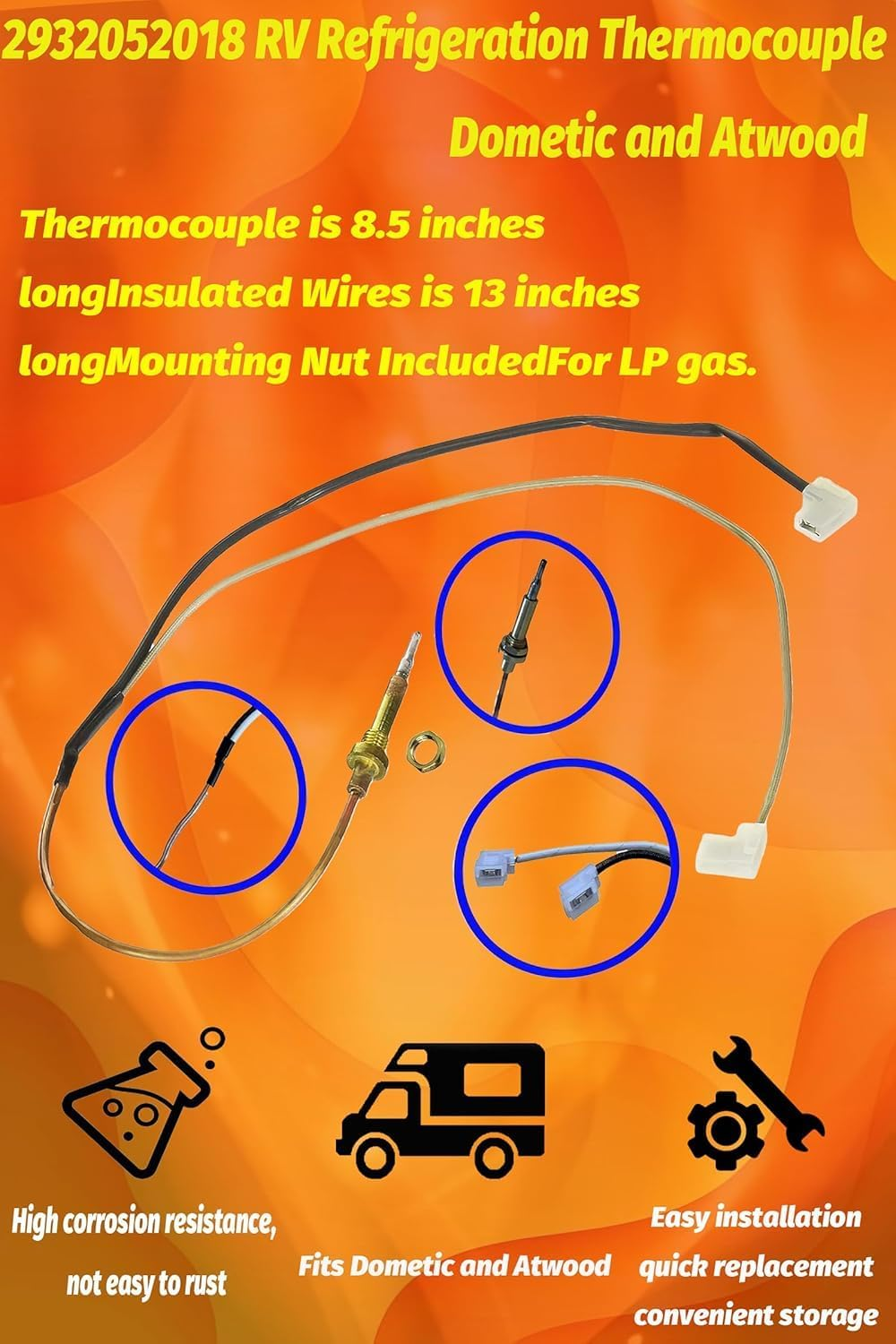 2932052018 Thermocouple Fits Dometic RV Refrigerator Household RV Refrigerator Refrigeration image number 2