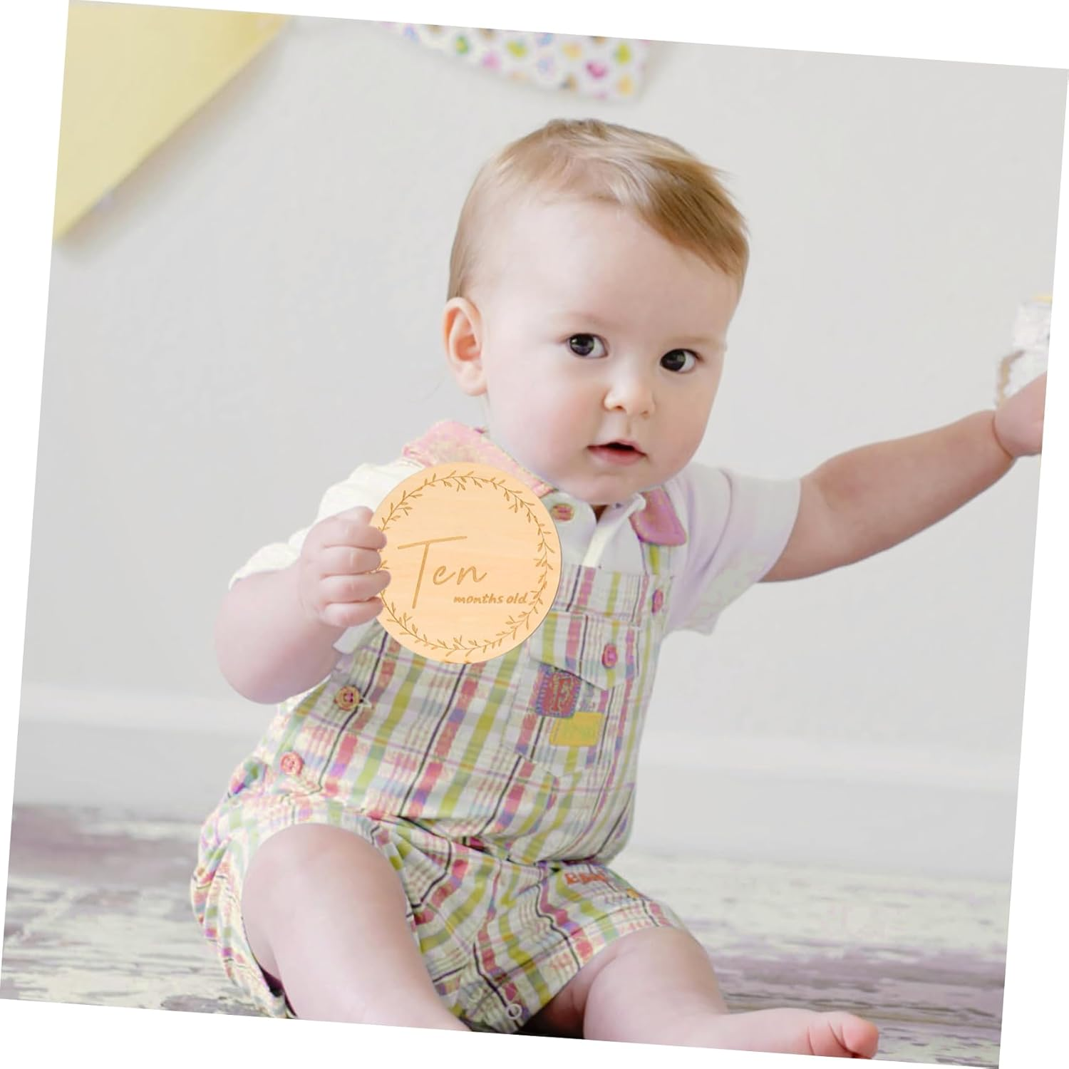 MERRYHAPY 13Pcs Wooden Commemorative Cards Milestone Wood Cards for Newborn for Parents Boy Photography Props Welcome image number 6