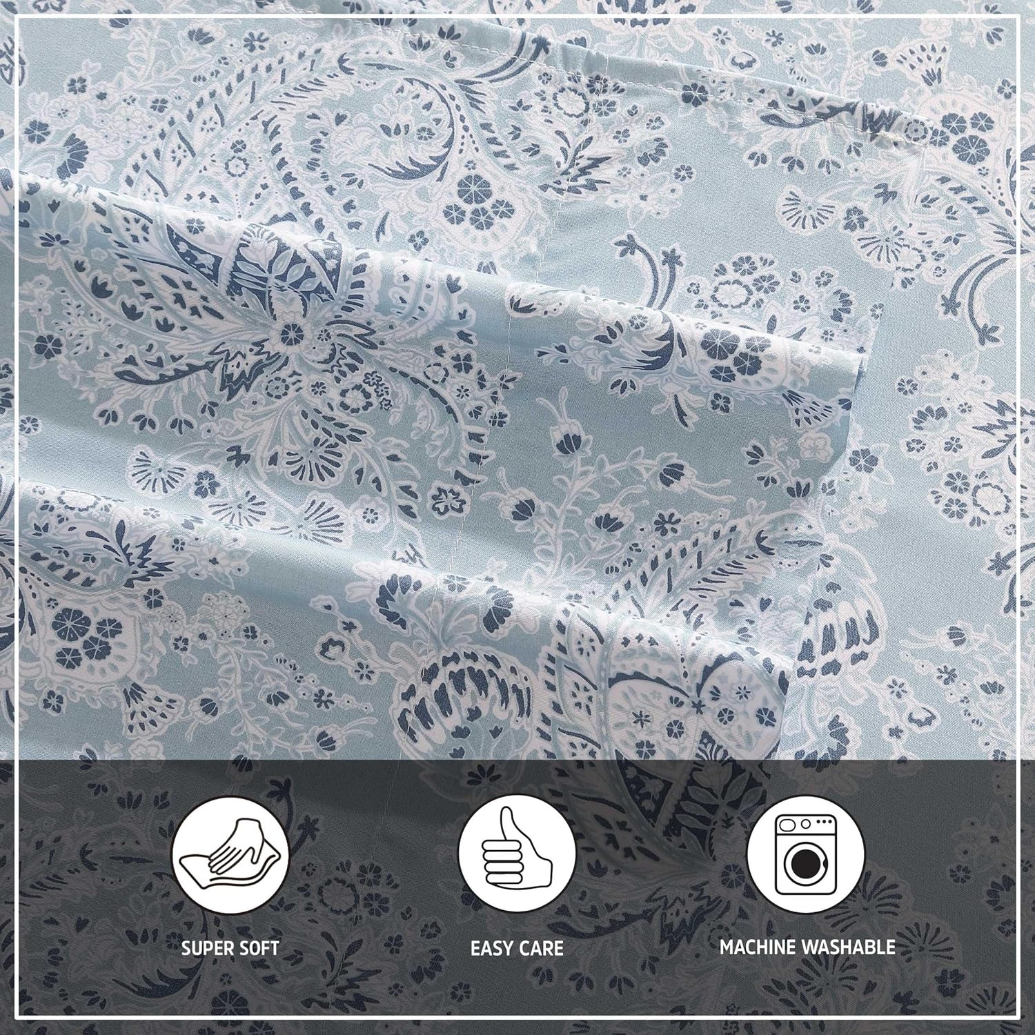 Wrangler - Twin Sheet Set, Silky & Lightweight Bedding Set, Paisley Home Decor, Oeko-Tex Certified (Prairieland Paisley Blue, Twin) - Twin, Steer Head Stripe Pink image number 1