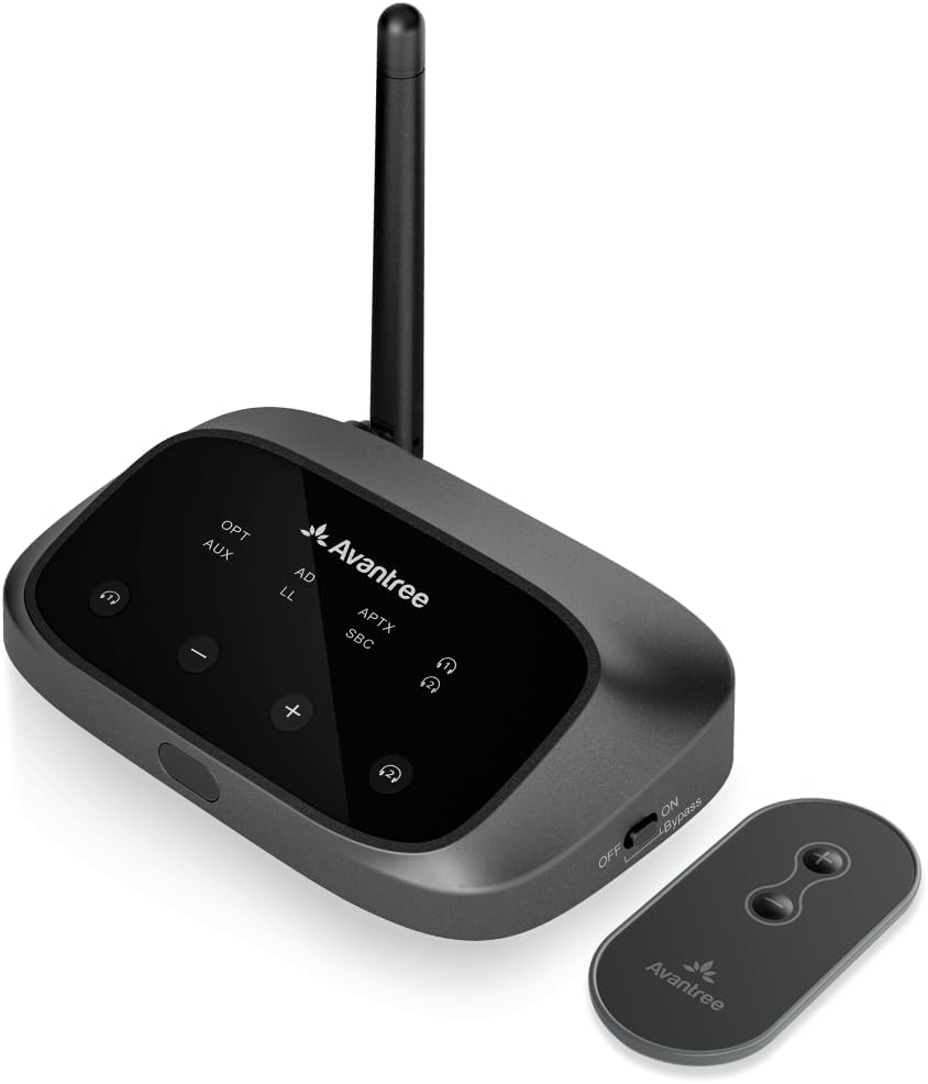 Avantree Oasis plus 2 - Bluetooth 5.3 Transmitter for TV with Remote Volume Control, Aptx-Adaptive, and Soundbar Passthrough, Compatible with Optical or AUX Ported Tvs image number 5