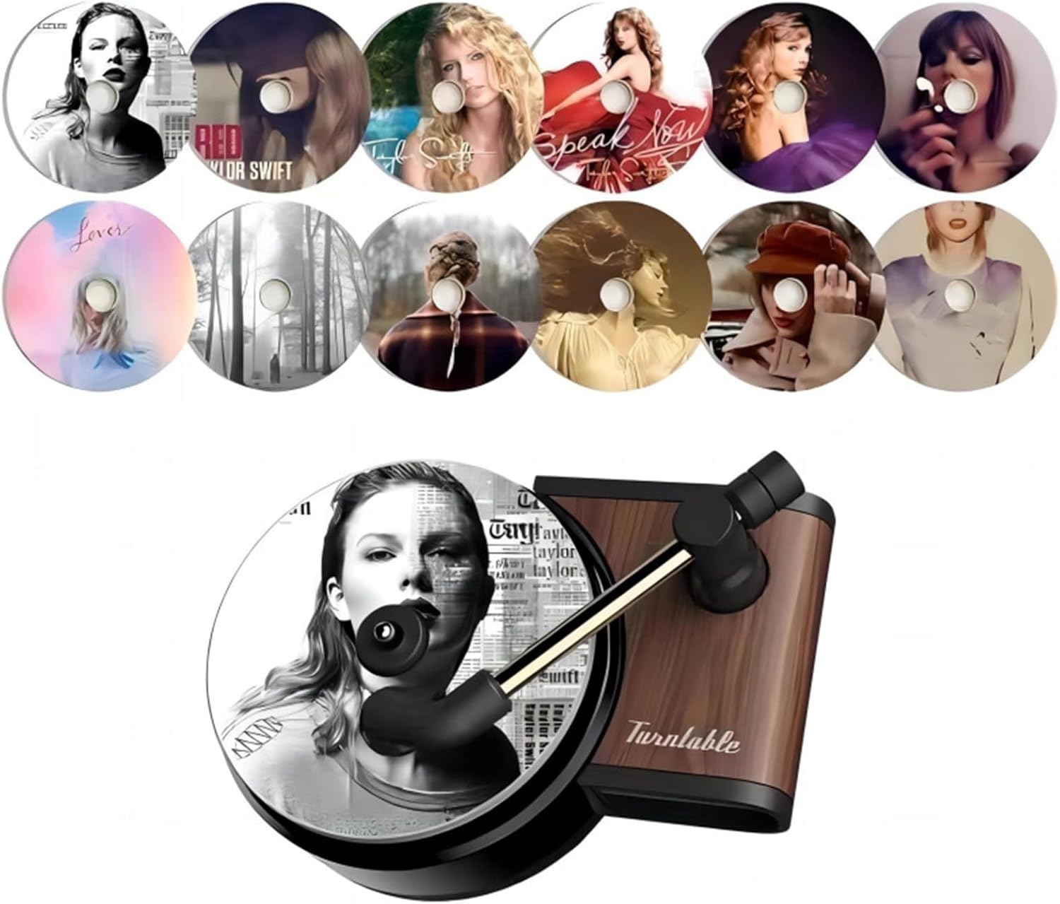 12 PCS Car Air Fresheners for Taylor'S Album, Car Air Fresheners with Record Play Vent Clip for Gift, Car Player Air Diffuser, Turntable Air Freshener Album Cover, Freshener Set for Car Accessories image number 3