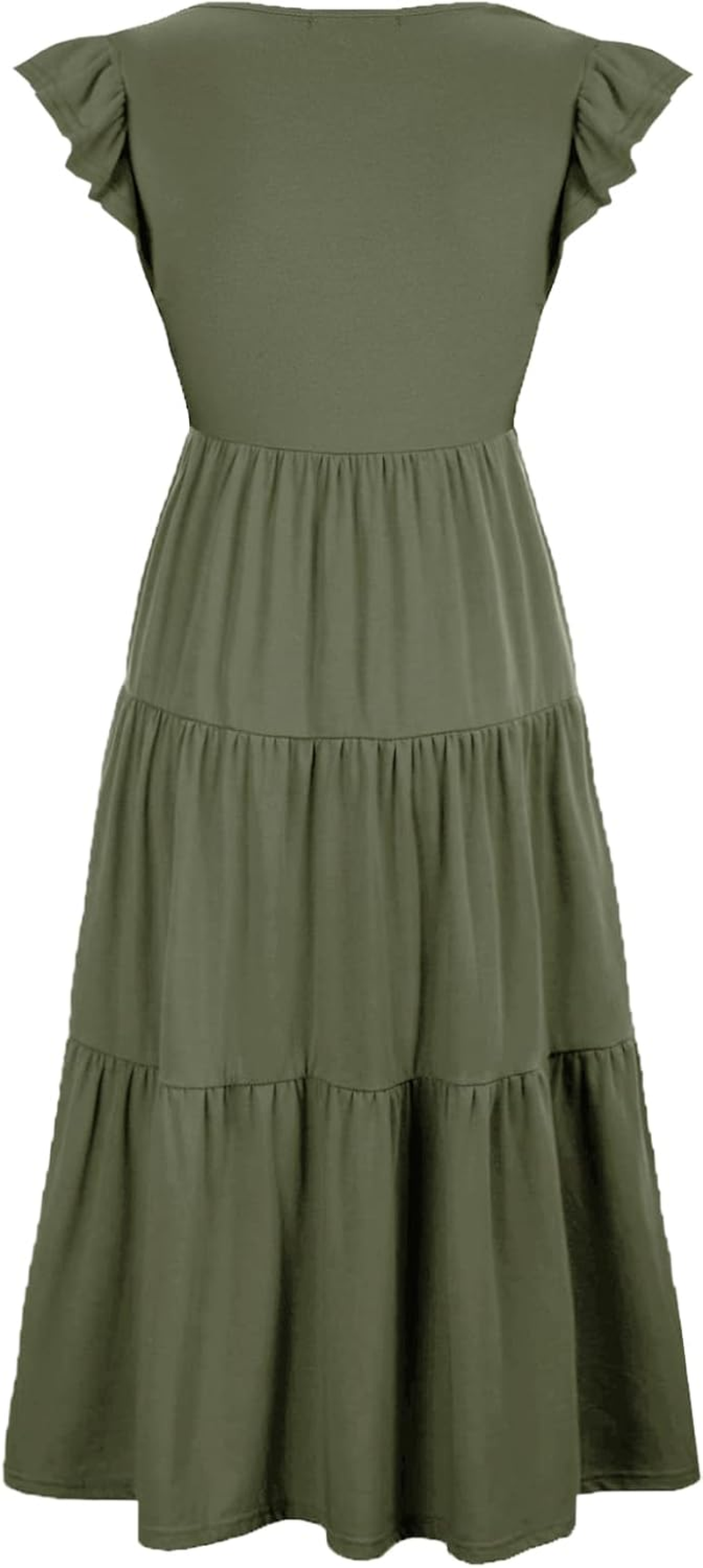 Womens Flutter Short Sleeve Smocked Tiered Nursing Dress for Breastfeeding image number 6