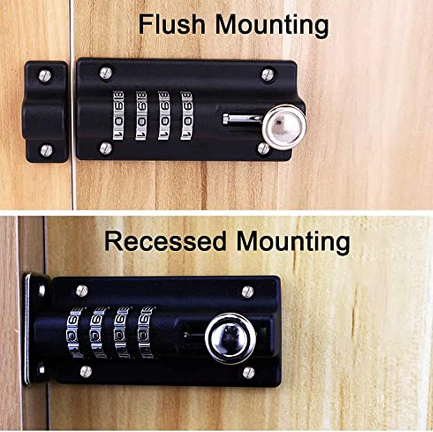 Slide Bolt Door Lock (COMBI4) - 4-Wheel Combination Bolt Door Lock - Weatherproof Die-Cast Housing - Tamper-Proof Sliding Lock - High Security Gate Lock for Home & Garages (Grey-1) image number 1