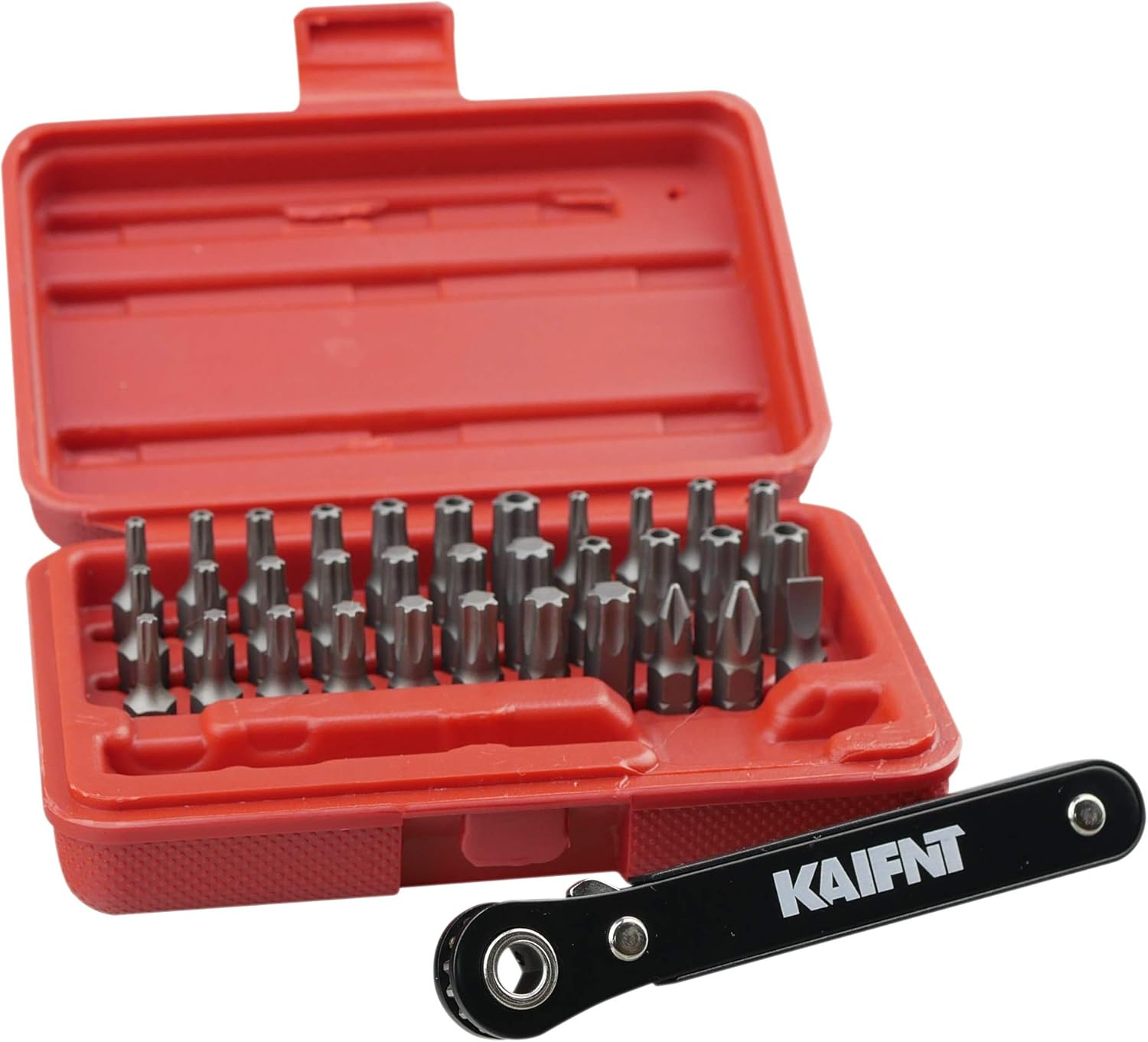 KAIFNT K403 Comprehensive Torx Bit Set with Mini Ratchet Wrench, 1/4-Inch Drive, 34-Piece image number 3