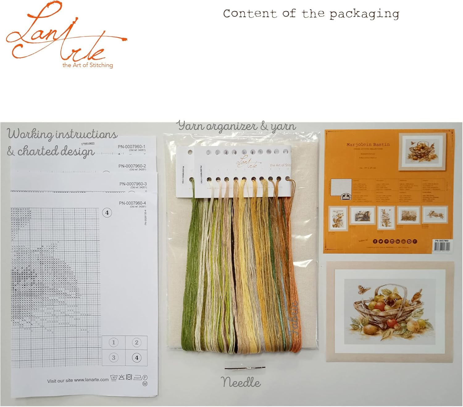 Lanarte Counted Cross Stitch Kit: Summer Fruit, NA, 39 X 29Cm image number 1