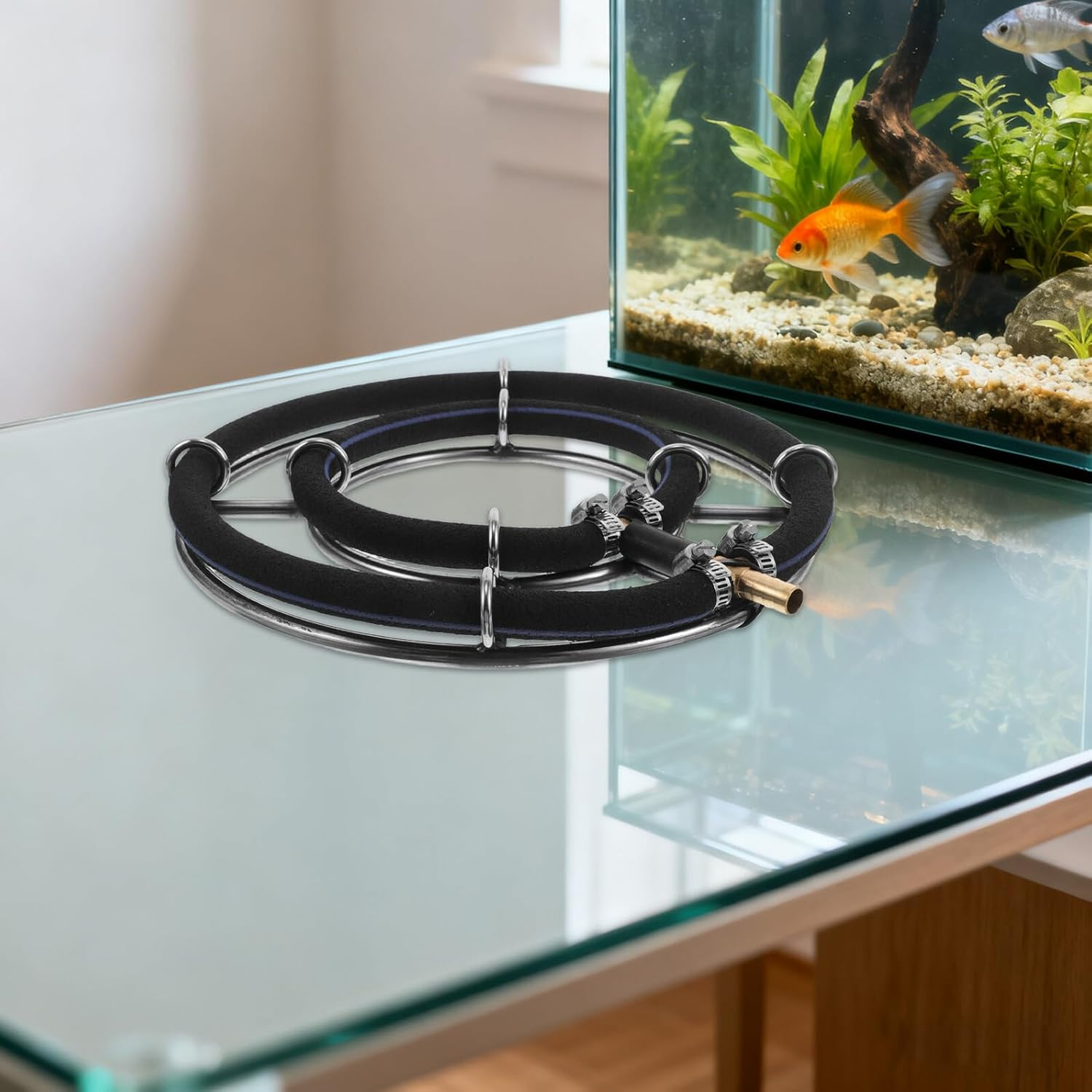 ANDRESLAD Nano Bubble Aquarium Air Stone round Air Bubble Diffuser Ring for Fish Tank and High Efficiency Oxygenation with Uniform Aeration Quiet Operation for Aquatic Health image number 1