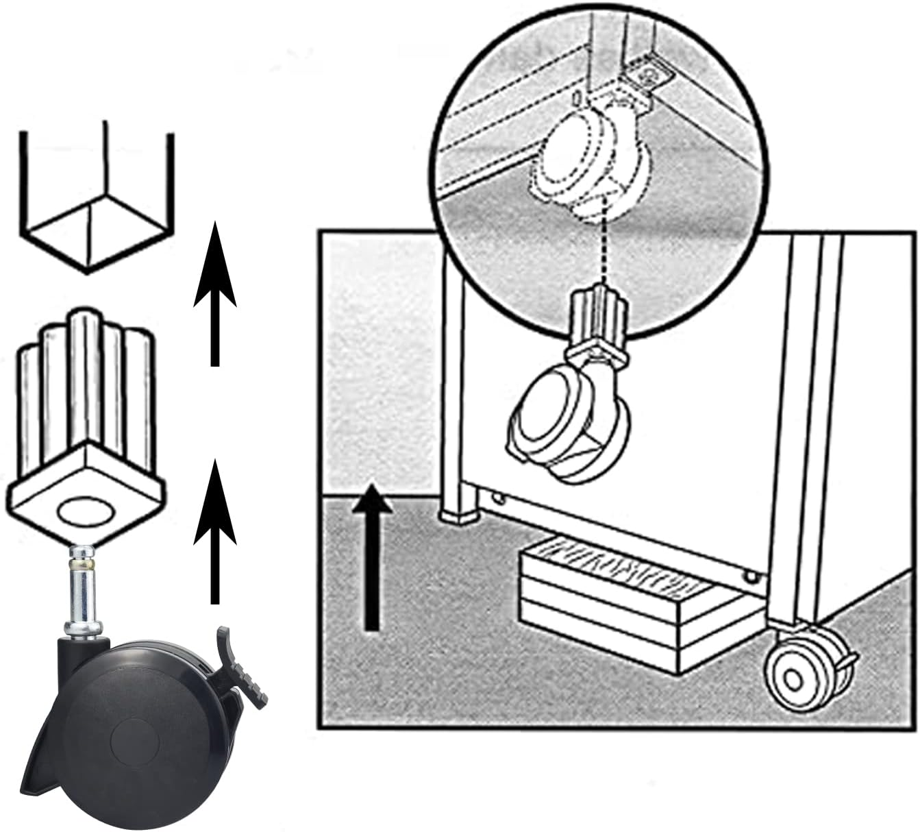 (4 Pack) 70360 Locking Caster with Insert Compatible with Weber Spirit Series 2009-2012, Summit Series 2007-2019 Gas Grills and Genesis 300 Series 2007-2016