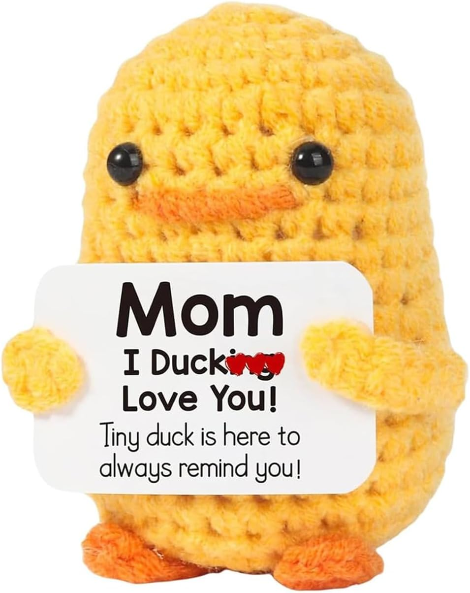 Funny Support Duck Gifts for Mom &ndash; Handmade Crochet Knitted Positive Cute Doll for MOM Birthday Mothers Day Christmas from Daughter Son, I Duck Love You Mom, Perfect for Home Room Desk Decoration image number 5