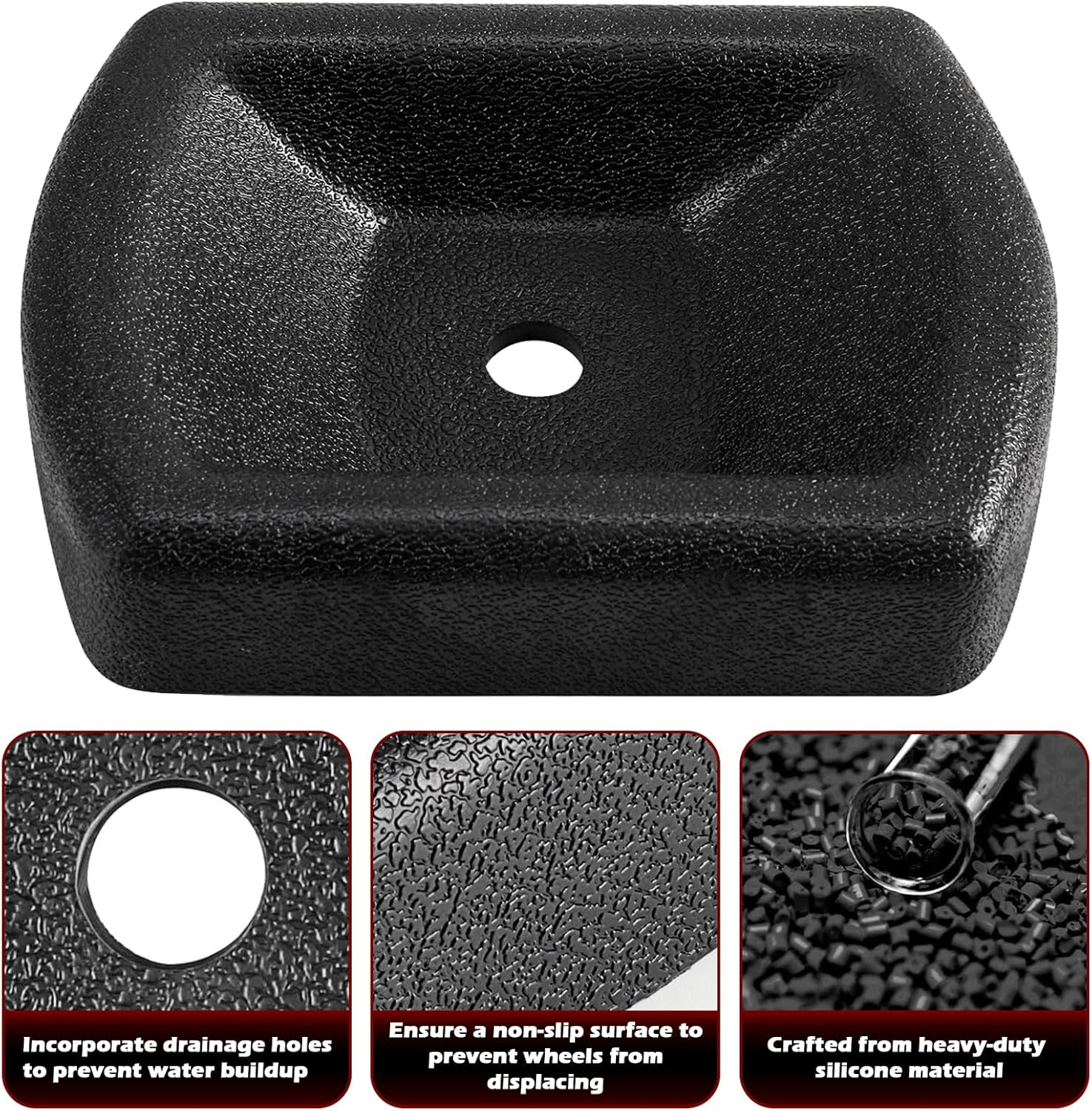 8" Trailer Jack Block &ndash; Heavy Duty Wheel Chocks for Trailer, RV & Motorcycle, Reinforced Rubber Stabilizer, Prevent Rolling, High Grip Wheel Chock for Trailers & RV image number 6