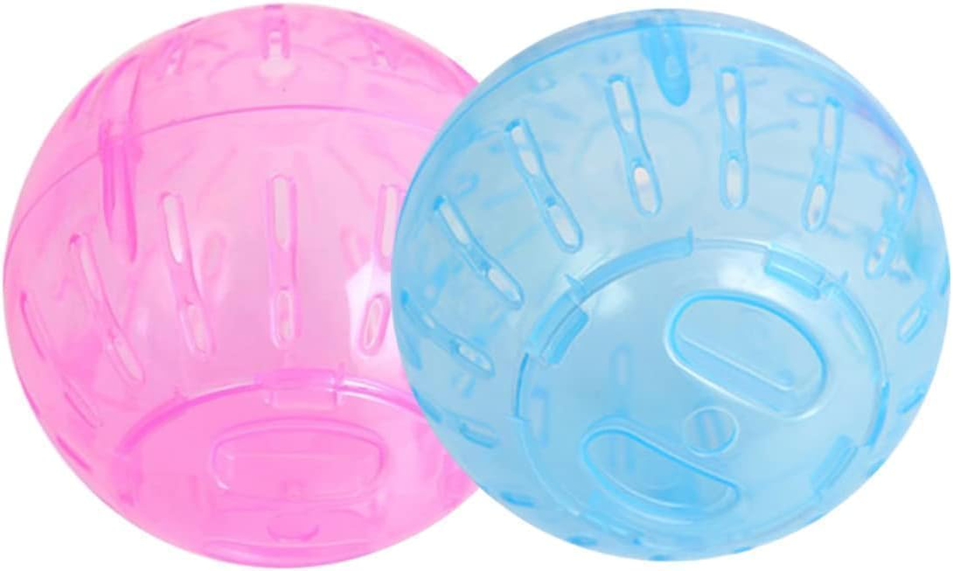 2 Pcs Hamster Balls Hamster Ball Transparent Dwarf Hamster Exercise Balls Running Wheel Gerbil Toys, Small Animal Exercise Wheels (Blue and Pink) image number 4