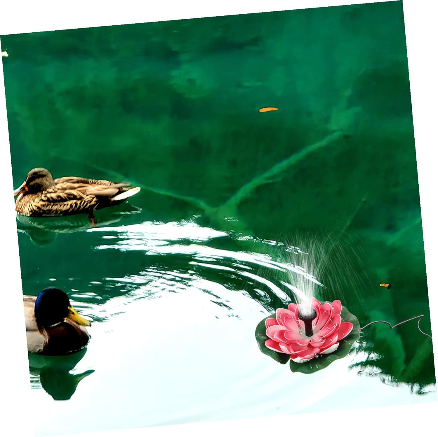 TEHAUX Solar Powered Floating Lotus Fountain for Garden Decor Outdoor Water Feature with Energy-Saving Pump Automatic Operation for Pools and Landscape Water Gardens