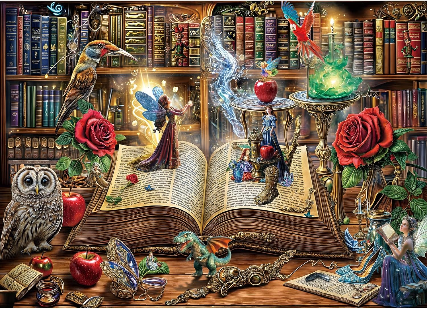 Jigsaw Puzzles for Adults 1000 Pieces, Interlock Perfectly Letter on Back No Dust, Home Decor Birthday Gift Toy for Men Women Elders Seniors, 1:1 Poster -Magic Book image number 4