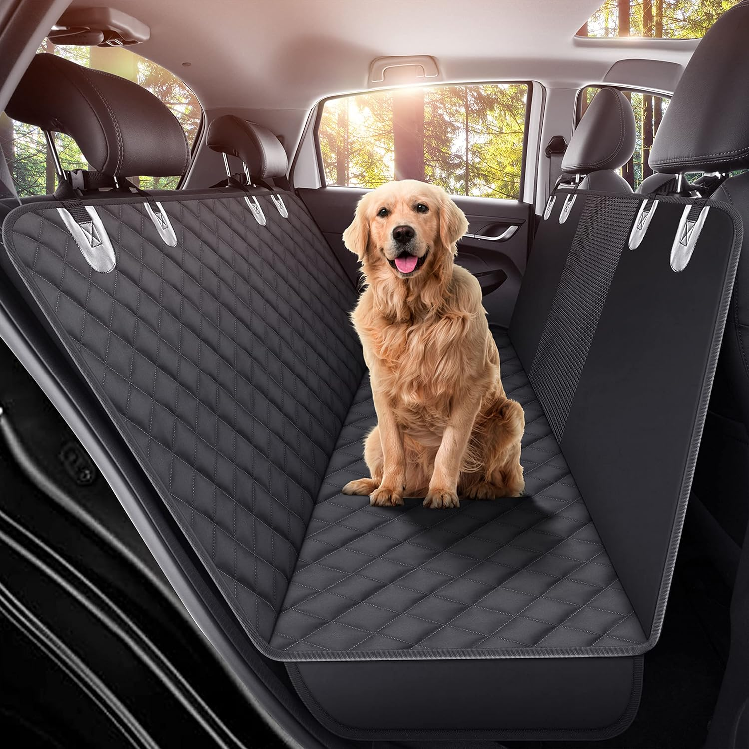GXT Dog Back Seat Cover Protector for Cars SUV and Trucks with Mesh Window, Scratchproof Nonslip and Waterproof Material(Pink)