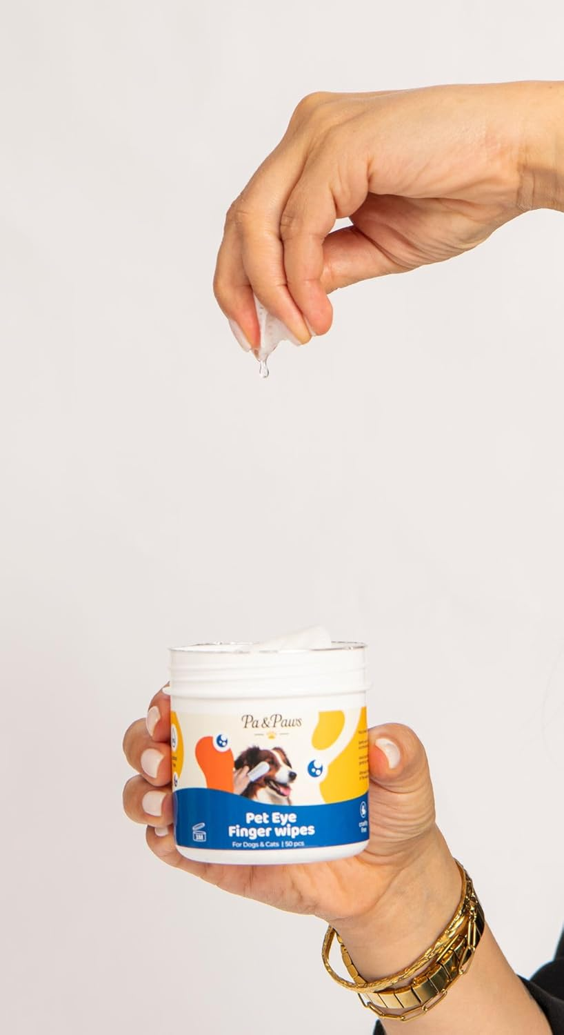 Pa & Paws Pet Eye Finger Wipes &ndash; 50Pcs | Gentle Tear Stain Remover for Dogs & Cats | Chamomile & Vitamin E | Alcohol-Free Eye Cleaning Pads for Pets image number 6