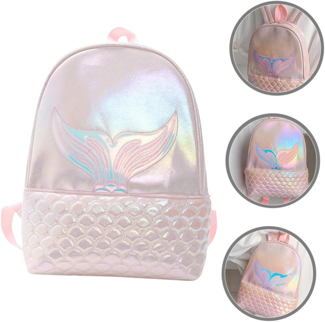 LIFKOME Adjustable Straps Mermaid School Backpack for Cute Pink Elementary Travel Bag Spacious Bookbag for Dance Shopping and Daily Use image number 4