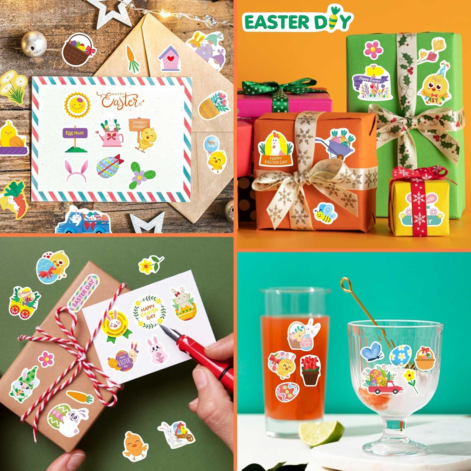 Easter Stickers, Fyvadio 282PCS Easter Eggs Bunny Rabbit Stickers for Kids Adults, Cute Easter Holiday Stickers for Skateboard, Water Bottles, Scrapbook, Junk Journal, DIY Crafts image number 2