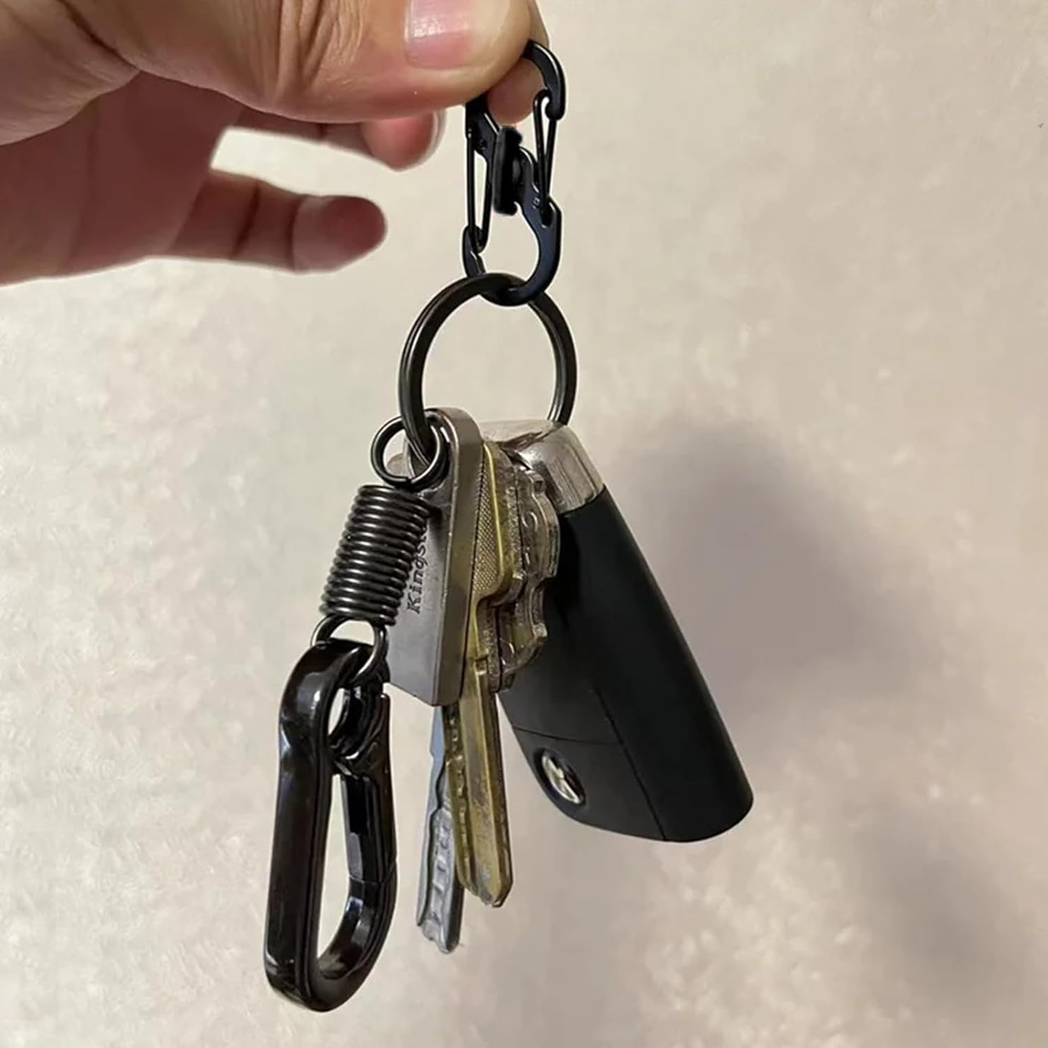 S Outdoor Camping Hooks, Stainless Steel Carabiner, S-Shape, Black, 4 Pack, 35Mm X 15Mm, 3G, 1.4Kg Max Weight, Anti-Theft, Twist Lock, Carabiner image number 1