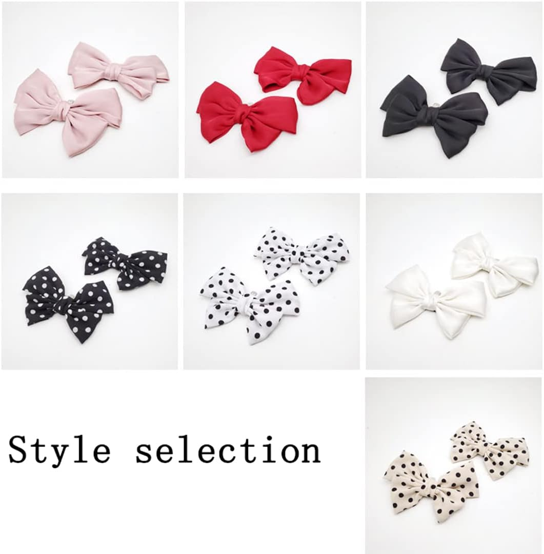 Tsangbaby Satin Bow Shoe Clips Dots Solid Color Shoe Clips Removable Shoe Clips Elegant Wedding Party Shoe Buckle Bag Clothing Hair Accessories for Women Girls 2 Pcs image number 6