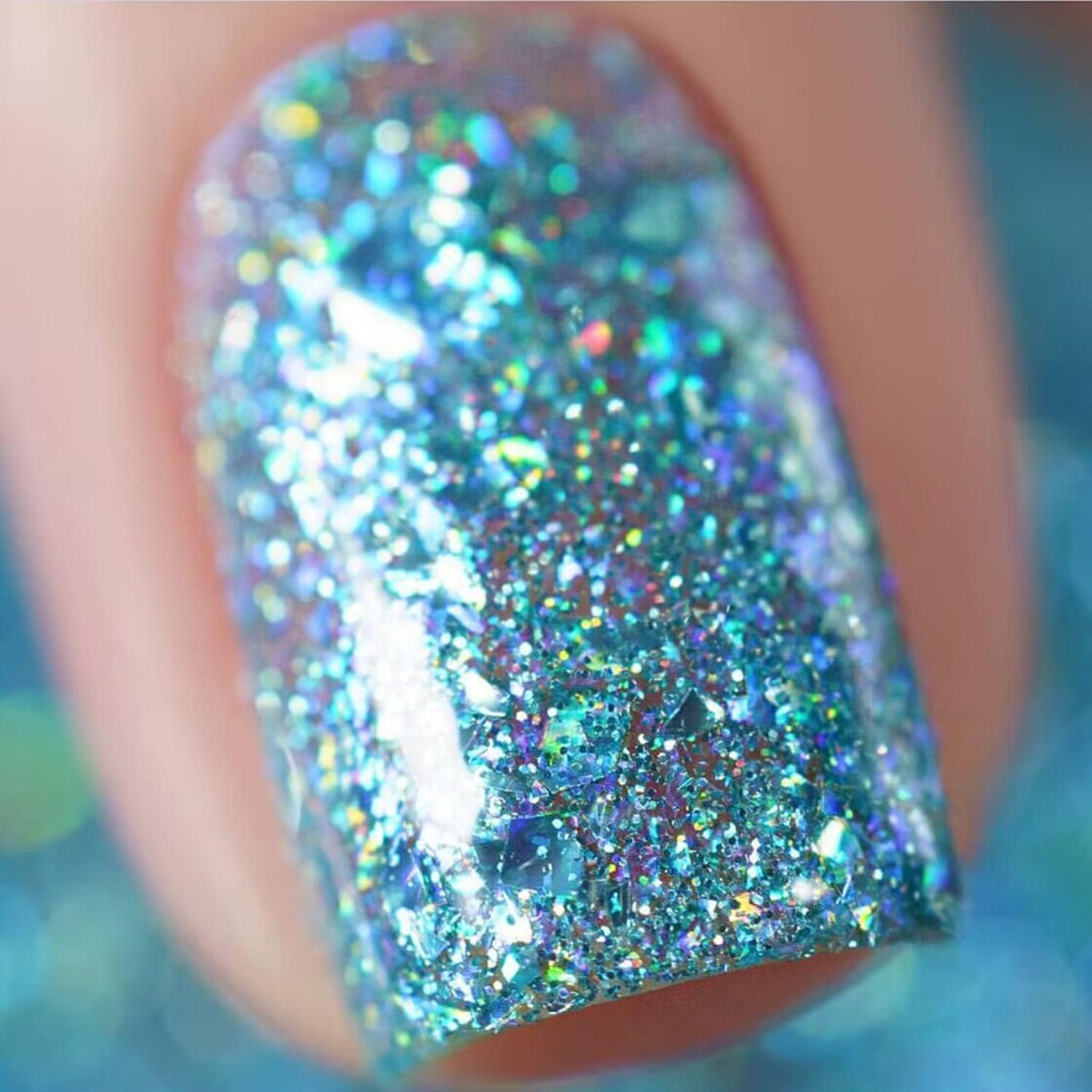 Vishine Glitter Gel Nail Polish Diamond Blue Sparkly Holographic Iridescent Gel Polish Soak off LED UV Curing Required High Pigment Gel for Home Salon Manicure Nail Art 16Ml M180 image number 4