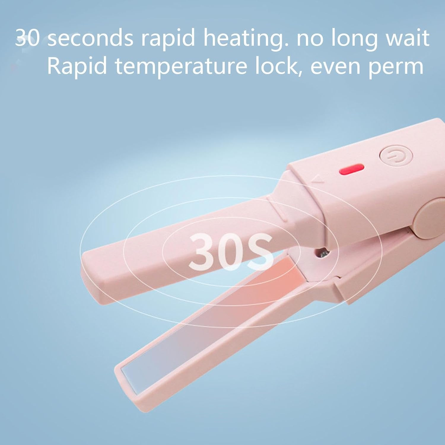 Flat Iron USB Powered Small Travel Curling Iron | Short Hair Tension Curling Wand 2 in 1 Short Hair Straightener, Portable Anti-Scald Straightener for Straightening Cheve - Powder - 2 Random Patch image number 5