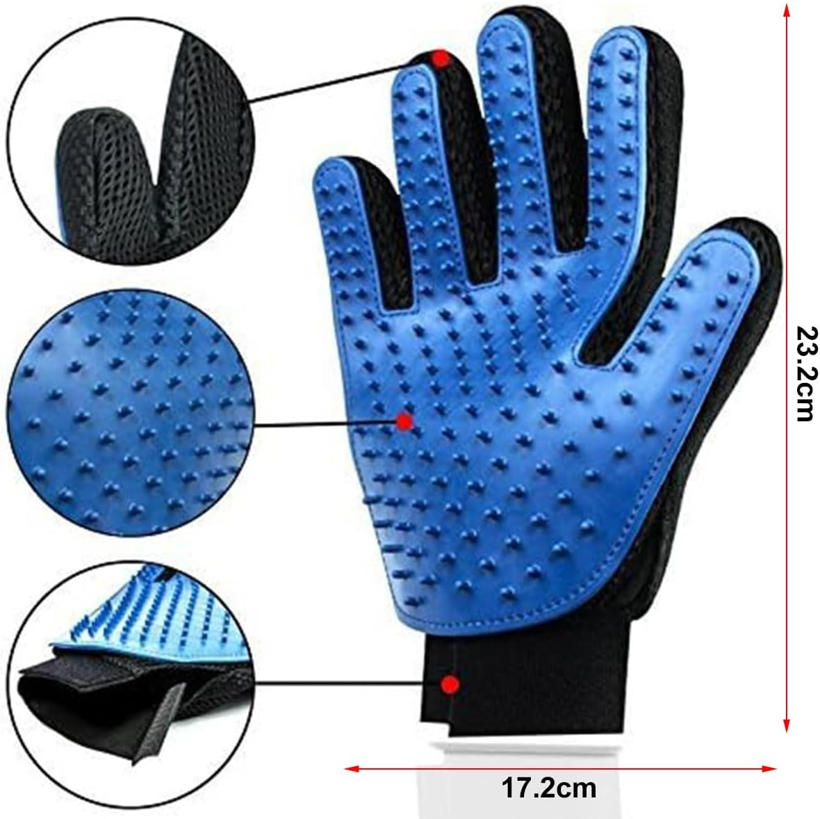 Dog Cat Bath Brush Comb, Pet Brush for Dogs and Cats, Dog Grooming Brush with Adjustable Ring Handle, Pet Brush Glove, Bath Massage Brushes, Blue image number 1