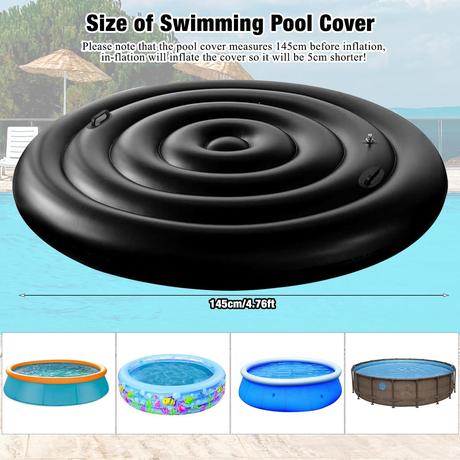 4.7 Ft Inflatable Hot Tub Cover round Energy Saving Spa Lid Enclosure with Quick and Easy Inflation and Deflation Valve Windproof Rain Insulated Lid Retain Heat and Protect Hot Tub image number 4