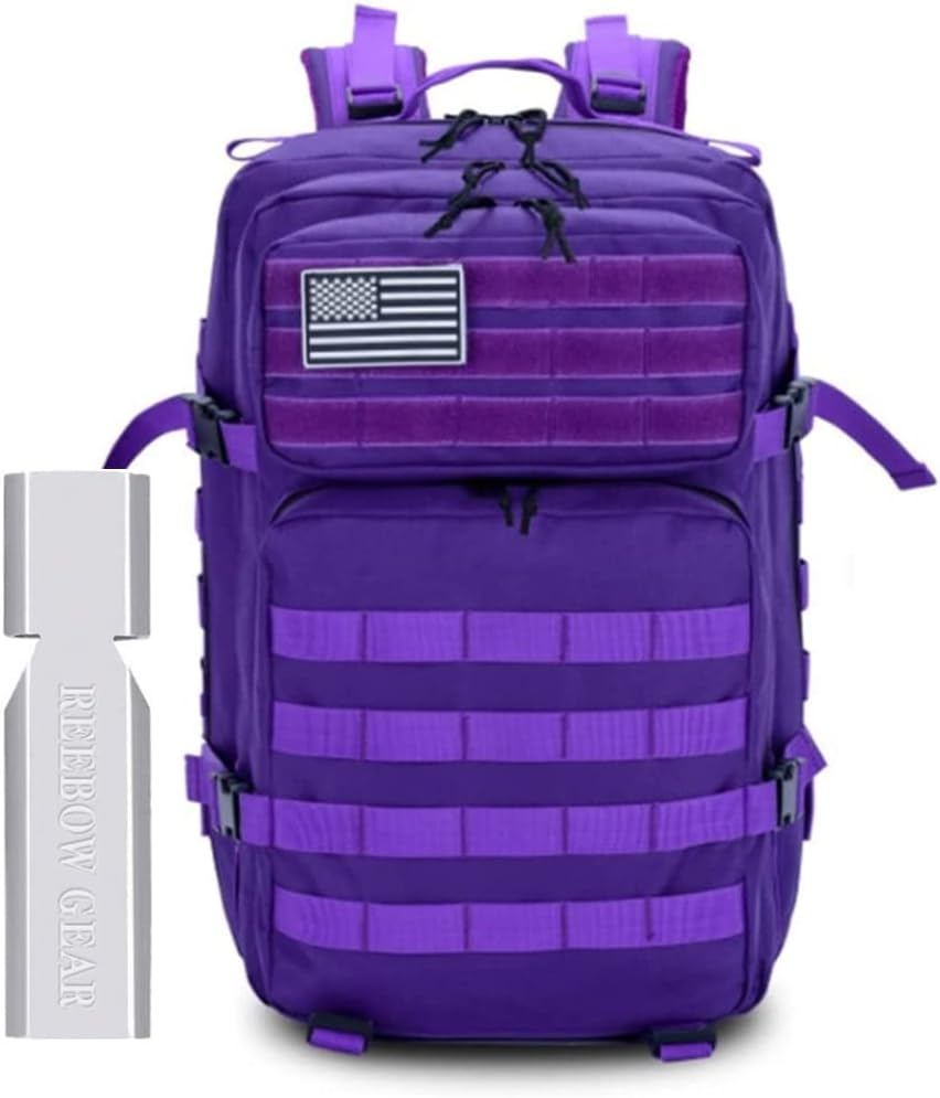 Camping Hiking Backpacks 45L,Tactical Backpack Large 3 Days Tactical Backpack Heavy Duty Backpack Molle Army Assault Pack for Hunting Trekking Camping Other Outdoor Activities,Purple