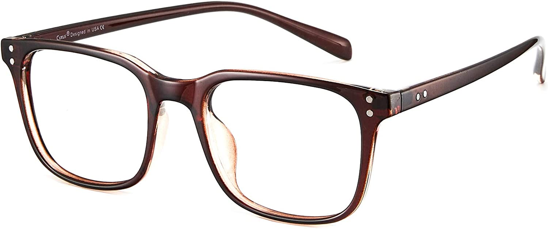 Cyxus Blue Light Blocking Glasses Square Eyeglasses Frame Computer Gaming Eyewear UV420 Filter Clear Lens (Brown) image number 2