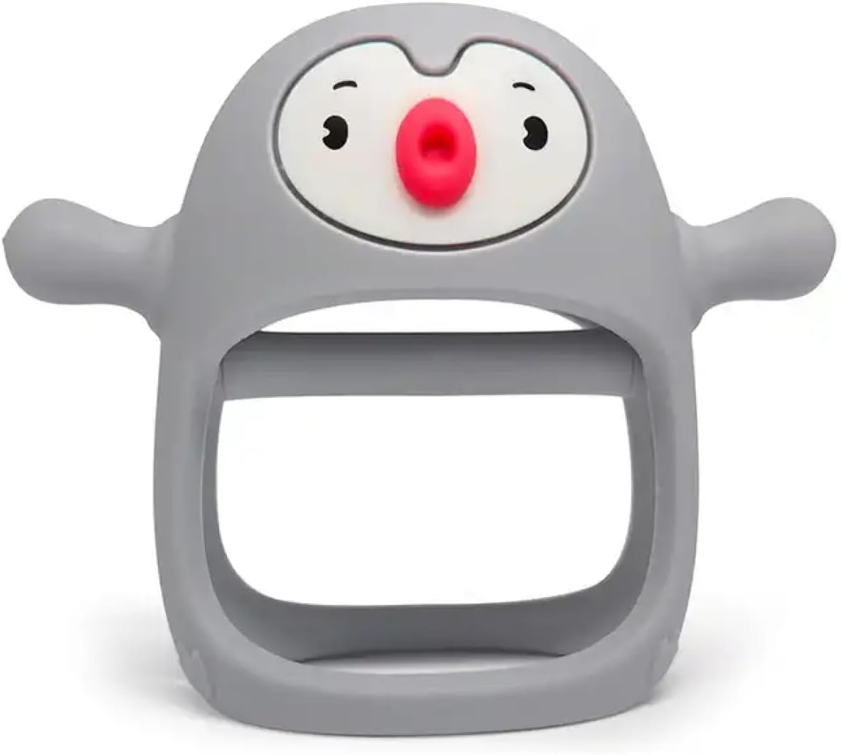 Yummy Baby Cute Penguin Teething Mitten for Babies, Easy to Hold, No-Drop Design, Silicone Baby Teether Toys, Relief from Teething Pain, Nipple Shaped Penguin Hands Comfort Gums (Misty Gray)