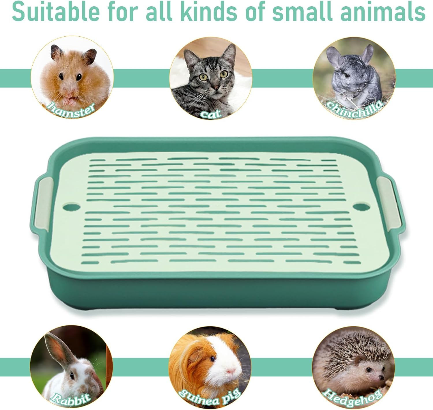 Tray, Rabbit Toilet, Rabbit Toilet, Cat Litter Tray, Large, Toilet Corner for Small Animals, Rabbits, Guinea Pigs (Green-Large)