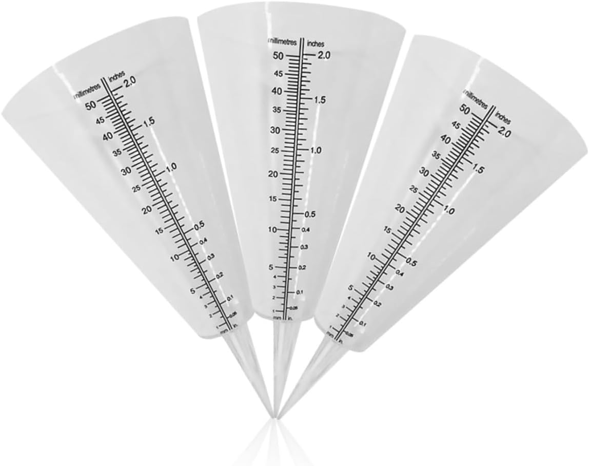 3Pcs Clear Conical Outdoor Rain Gauge with Ground Stake Transparent Plastic Measuring Cups for Garden Water Measurement Graduated Rain Gauge Stakes for Lawn and Landscape image number 2