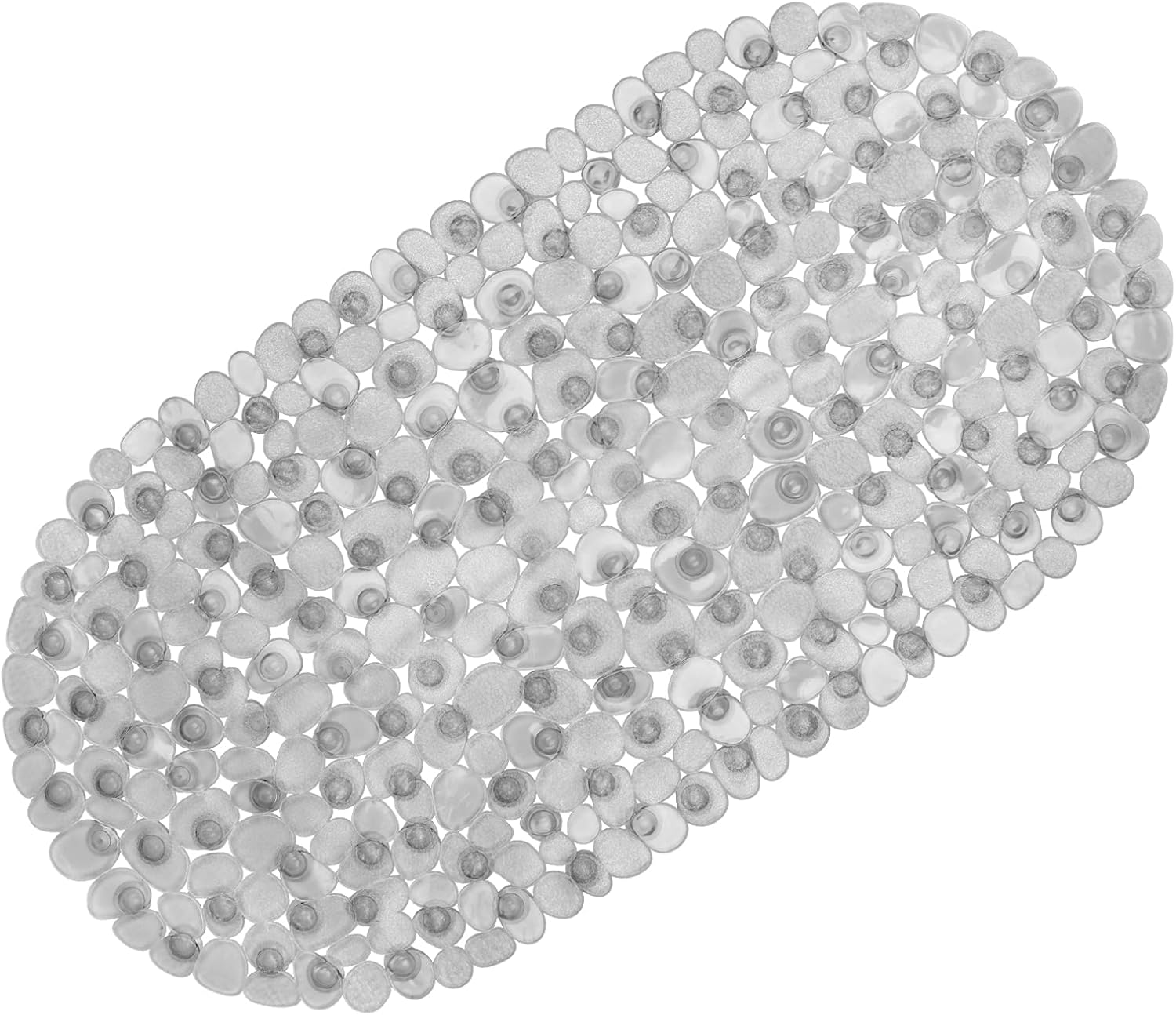 WELTRXE Pebbles Bath Mat for Tub Black Non-Slip Bathtub Mat with Suction Cups, Drain Holes for Bathroom Showers, Tub, Machine Washable, BPA, Latex Free Oval Shower Mats Bath Tub Mat, 27 X 14 Inch