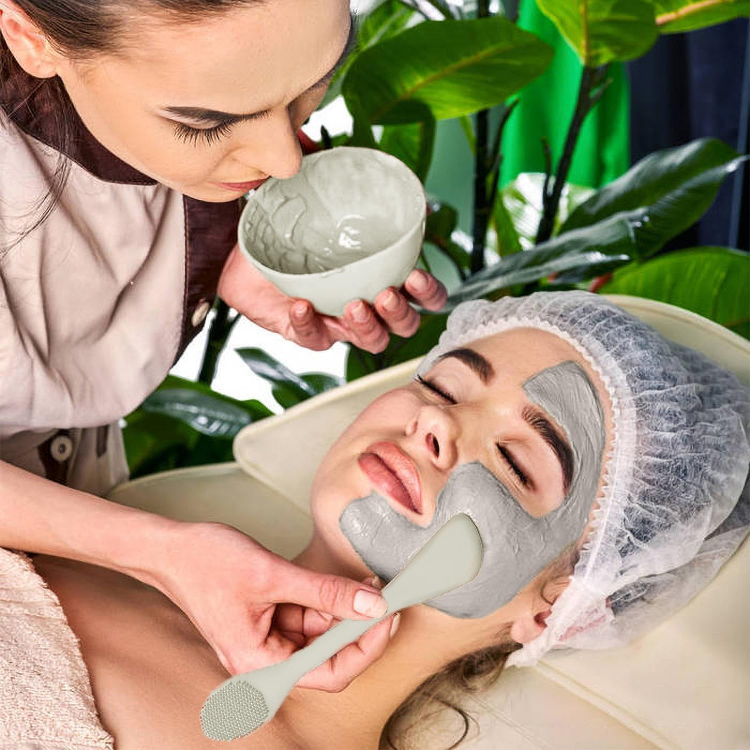 Face Mask Brush Applicator, Mask Brushes for Facials Cleansing & Exfoliating, Facial Clay Mask Applicator Tool Silicone Mask Spatula Cream Skincare for Apply Cream, Lotion, Mud, Clay (Black+Starlight) image number 4